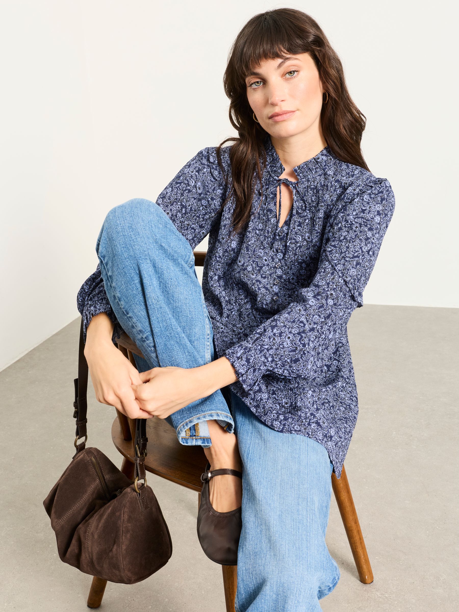 Eddie Blue 2 Tone Floral Petite Tunic - Image 3 of 5