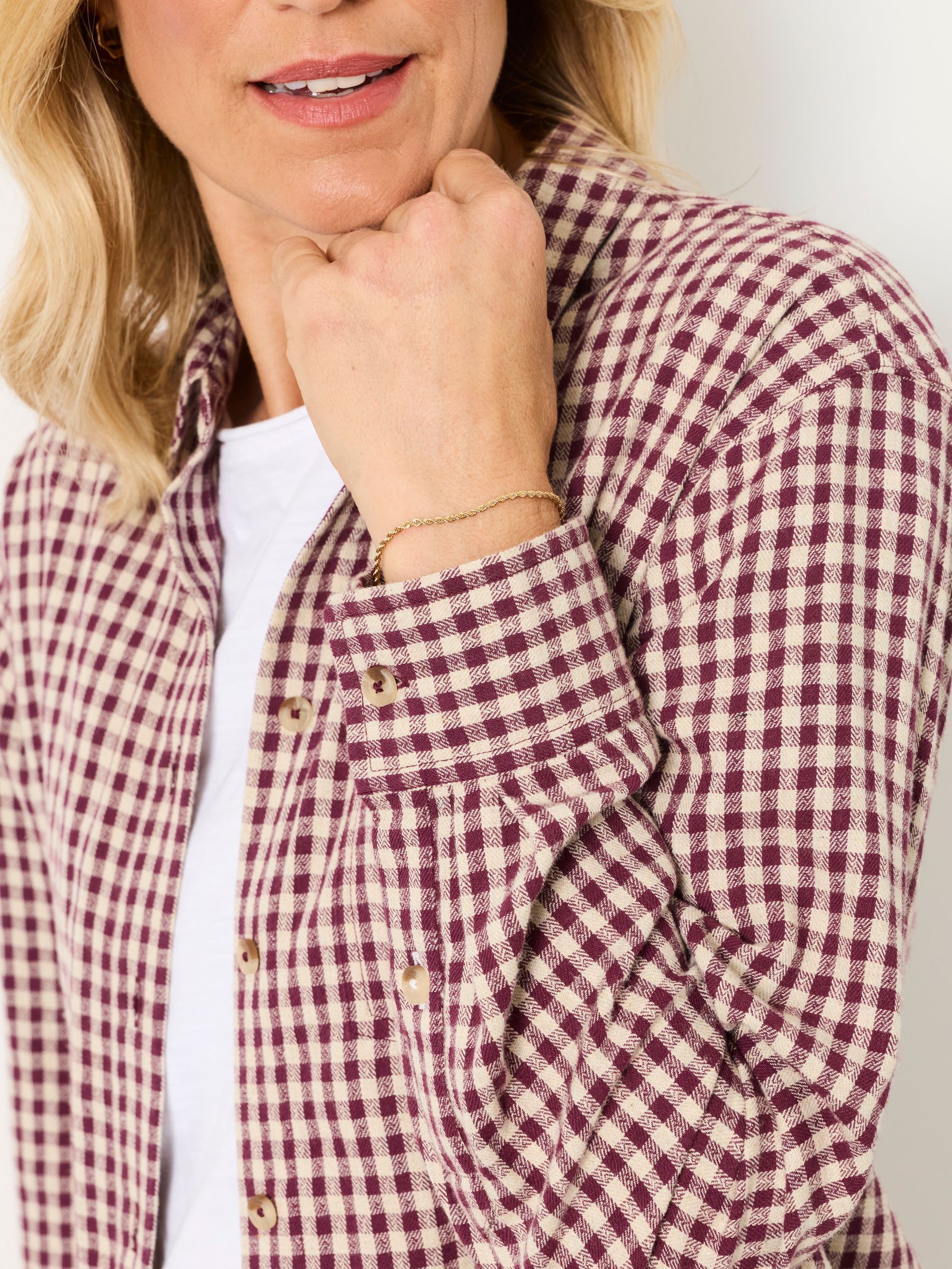Beck Dark Purple Gingham Petite Shirt - Image 3 of 6
