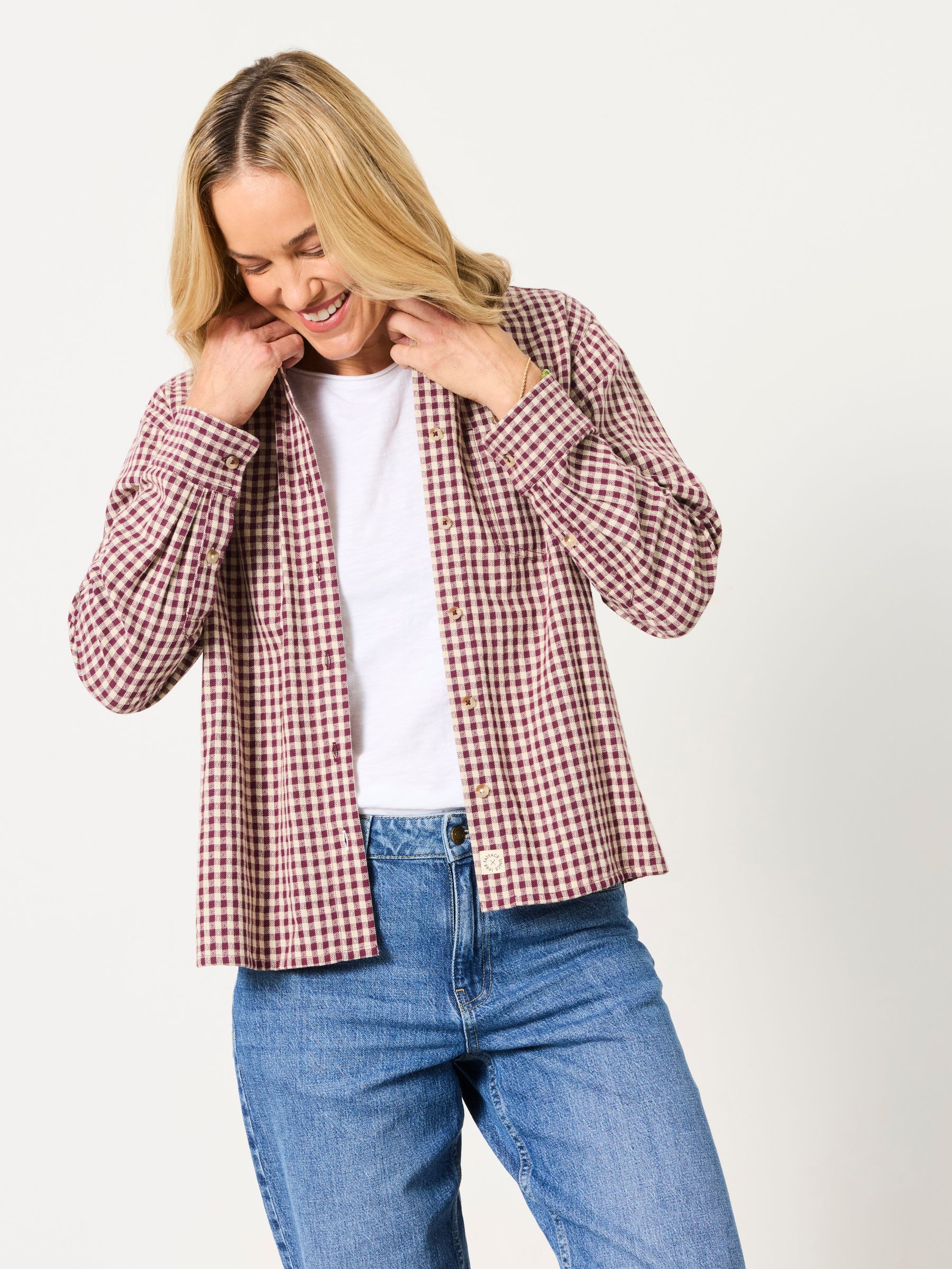 Beck Dark Purple Gingham Petite Shirt - Image 4 of 6