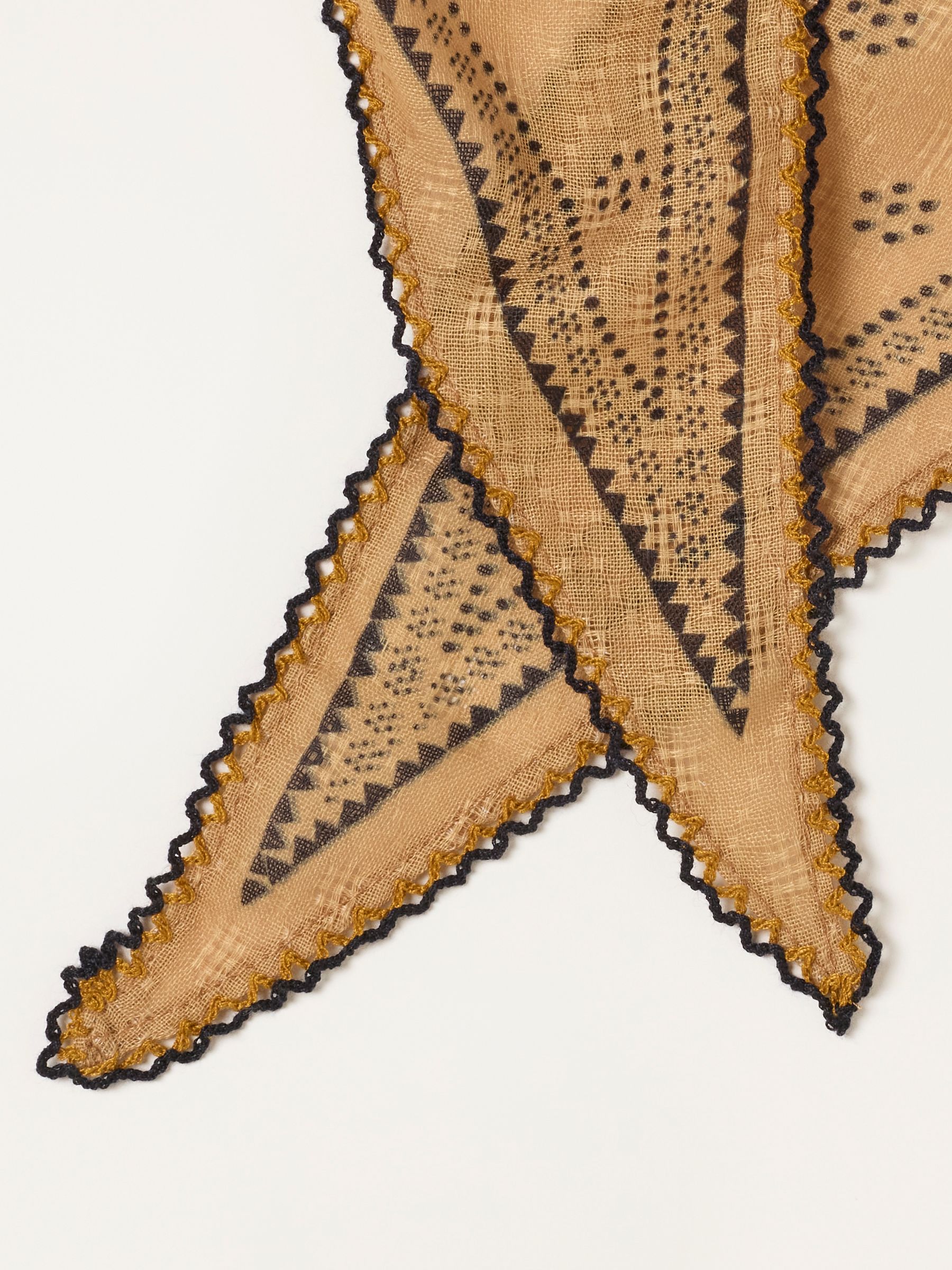 Mustard Yellow Scattered Spot Triangle Scarf - Image 2 of 3 Mustard Yellow Scattered Spot Triangle Scarf - Image 2 of 3