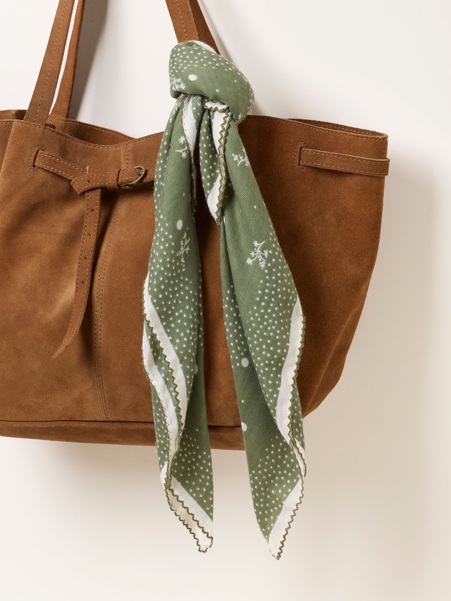 Green Floral Spot Printed Square Scarf - Image 3 of 3