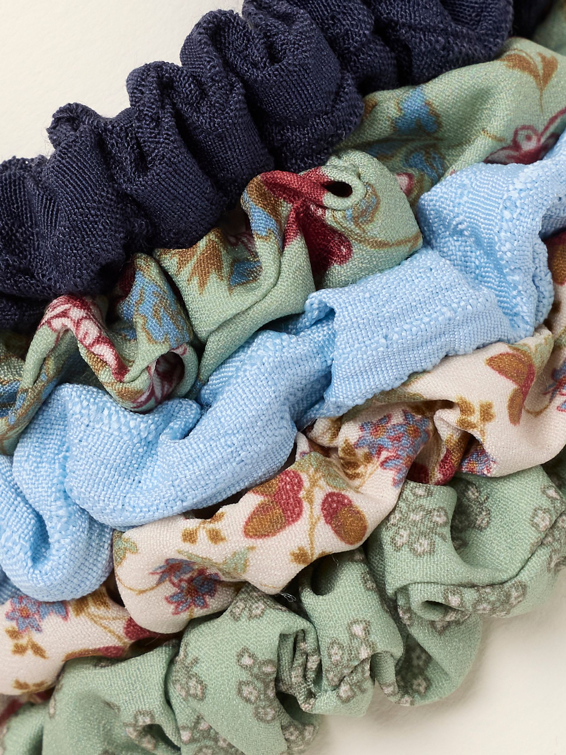 Green 5 Pack Floral Satin Scrunchies - Image 2 of 2