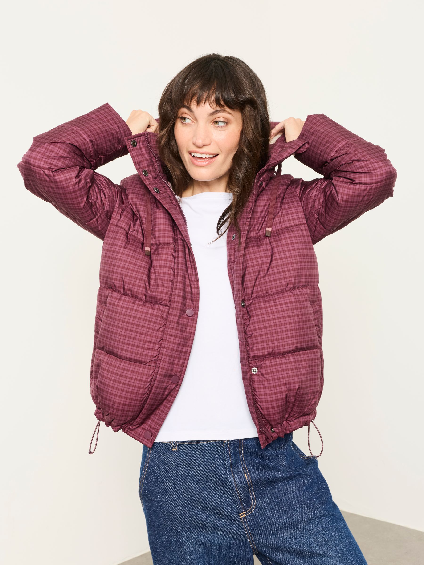Carly Purple Petite Short Puffer Jacket - Image 1 of 6 Carly Purple Petite Short Puffer Jacket - Image 1 of 6