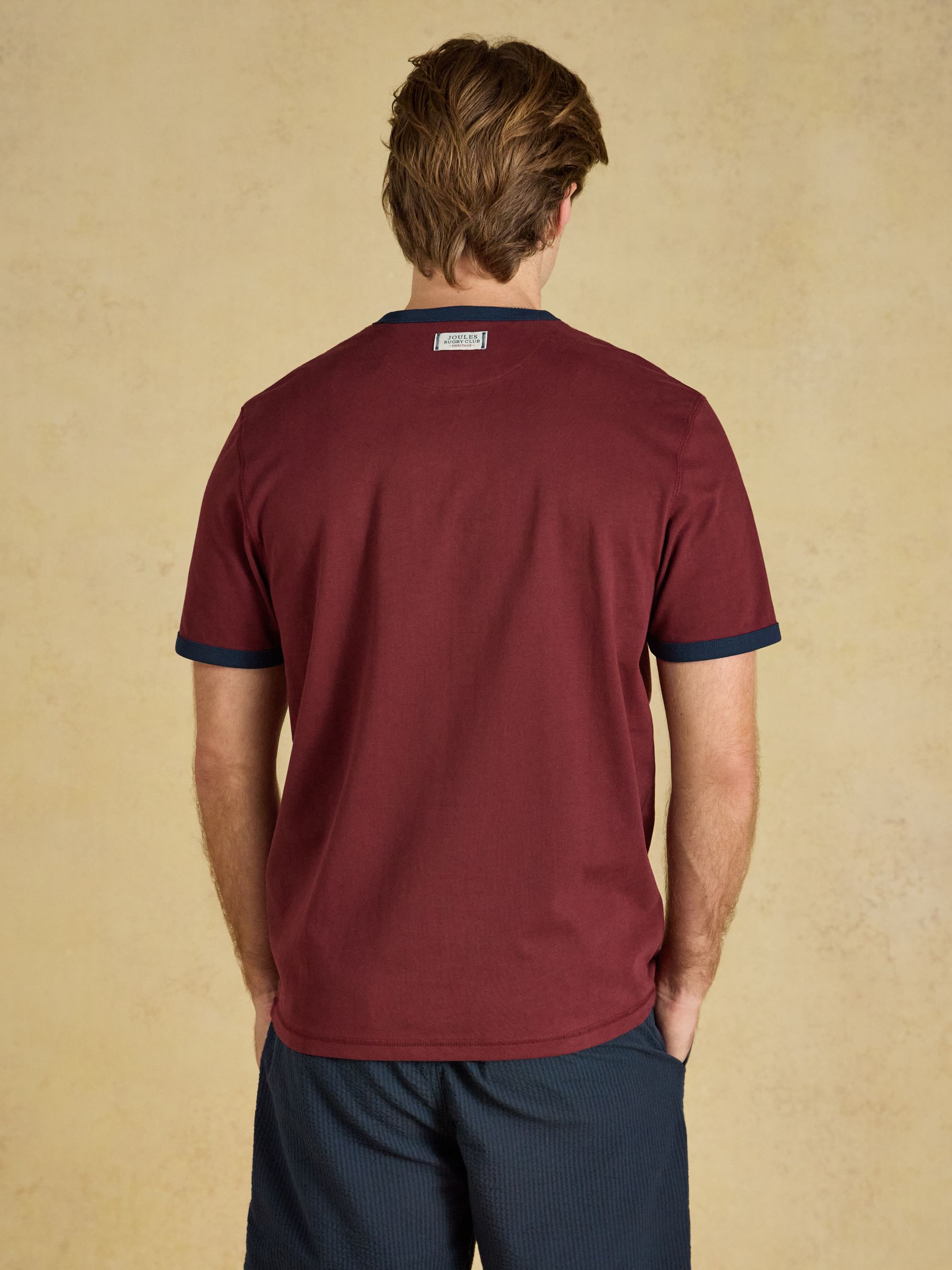 Rugby Club Burgundy Red Crew Neck Cotton T-Shirt - Image 2 of 7