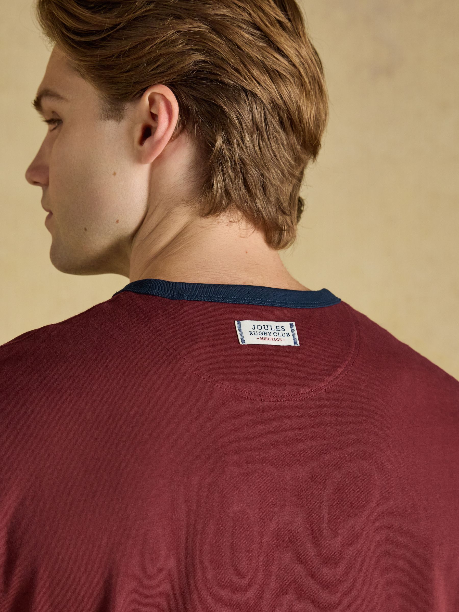 Rugby Club Burgundy Red Crew Neck Cotton T-Shirt - Image 4 of 7