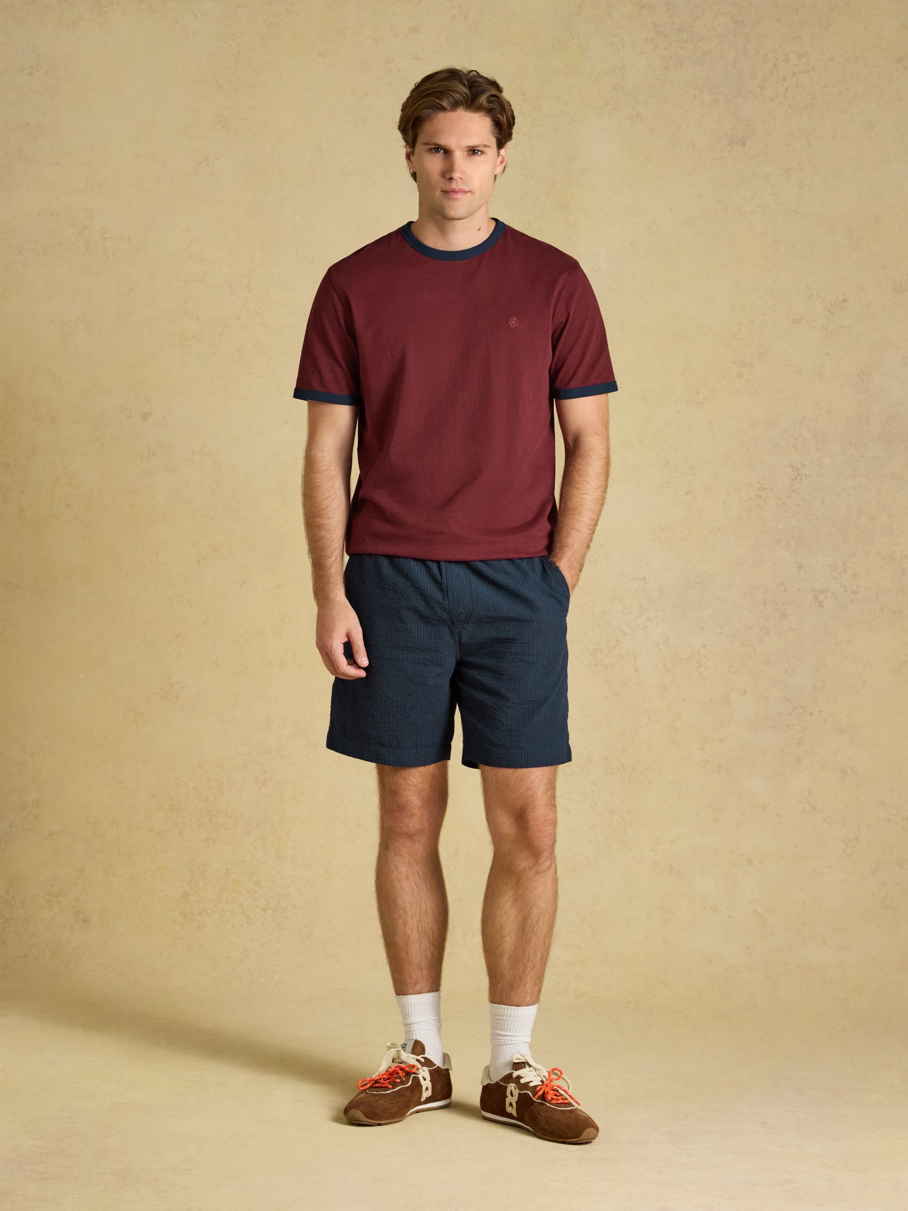 Rugby Club Burgundy Red Crew Neck Cotton T-Shirt - Image 5 of 7