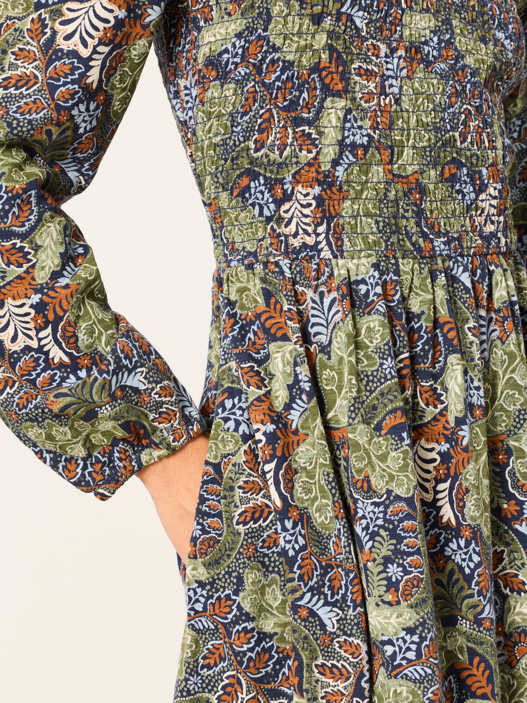 Demi Navy Decorative Floral Petite Midi Jersey Dress - Image 5 of 6