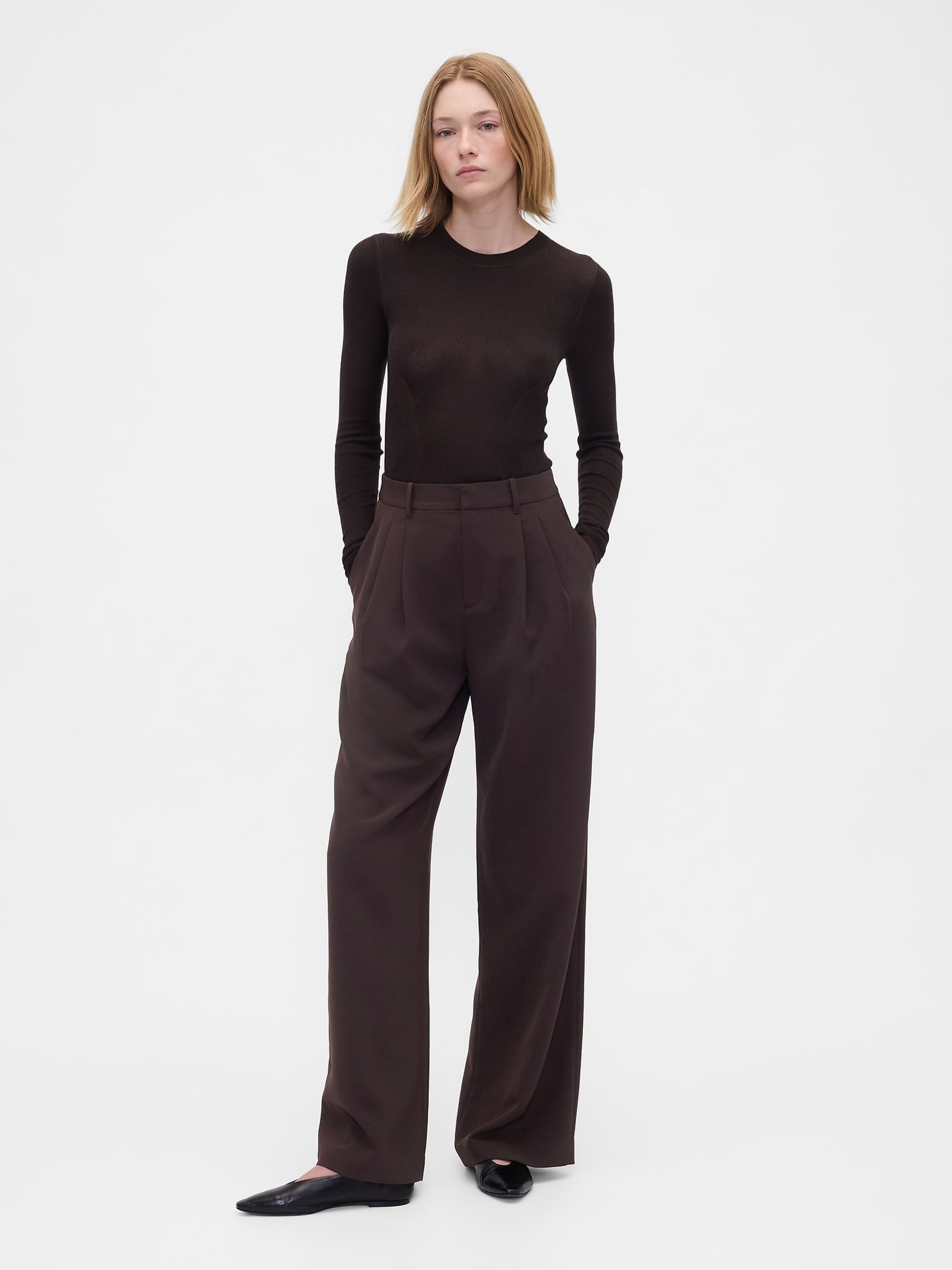 Brown 365 High Waisted Pleated Trousers - Image 5 of 6