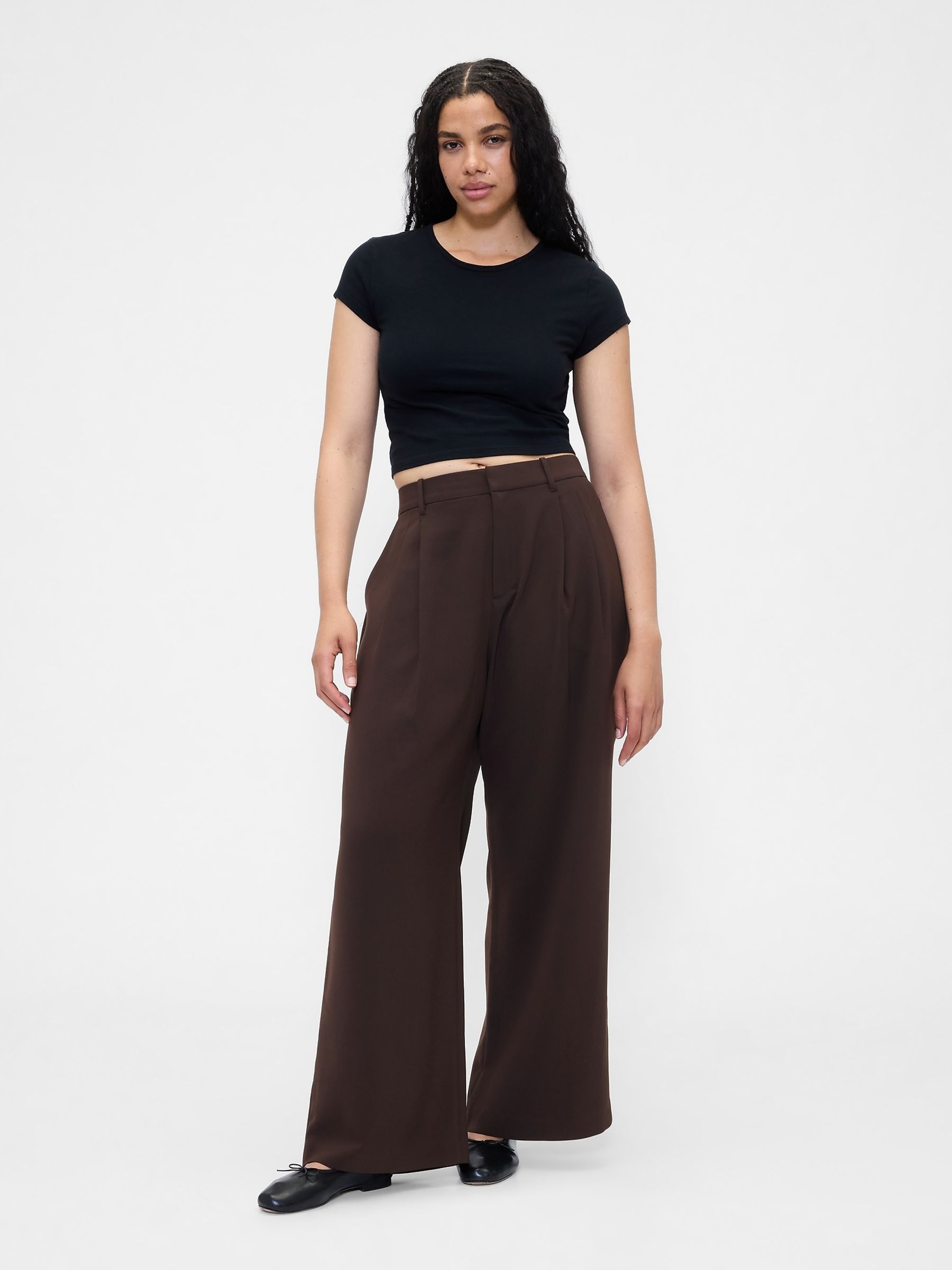 Brown 365 High Waisted Pleated Trousers - Image 6 of 6