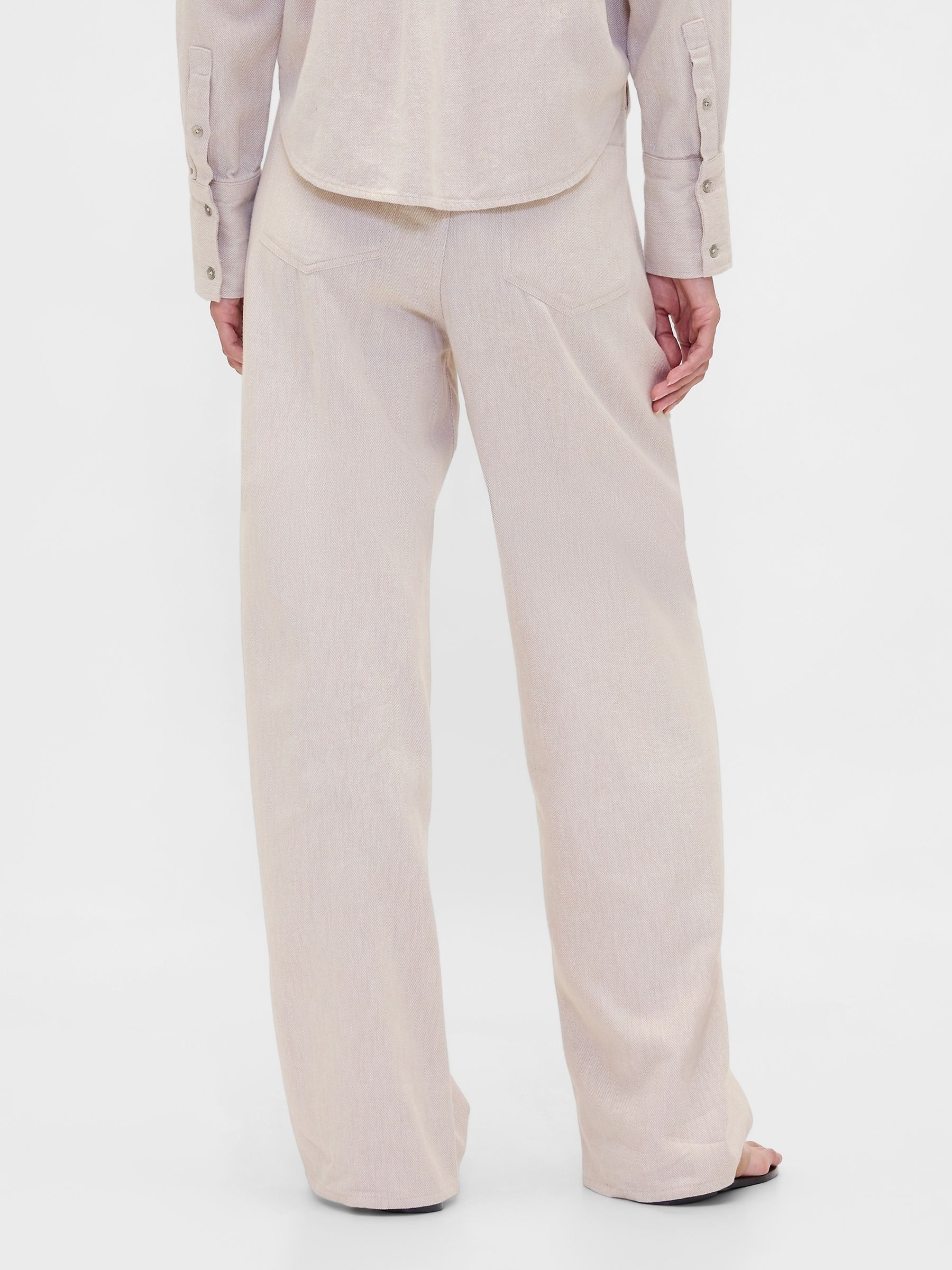 Cream Linen Cotton Wide-Leg Trousers - Image 2 of 4