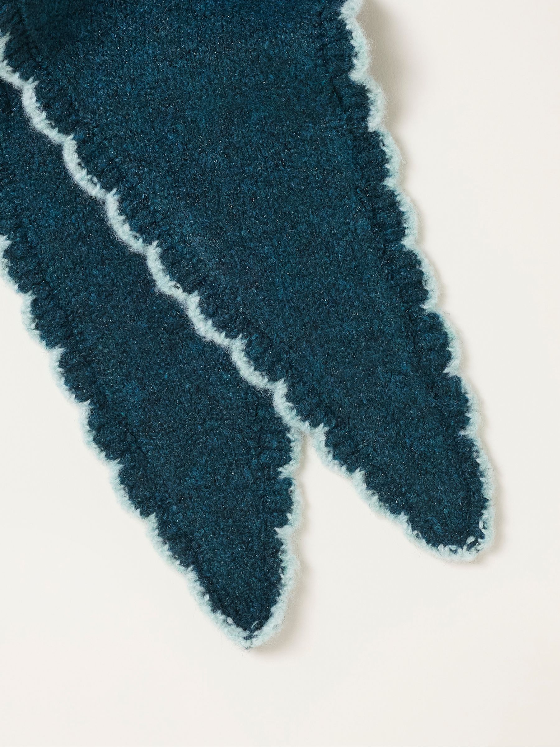 Teal Blue Scallop Triangle Scarf - Image 3 of 3 Teal Blue Scallop Triangle Scarf - Image 3 of 3