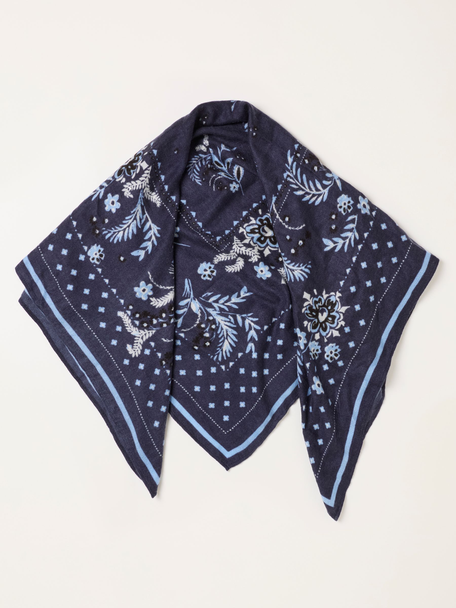 Navy Bandana Square Scarf - Image 1 of 3 Navy Bandana Square Scarf - Image 1 of 3