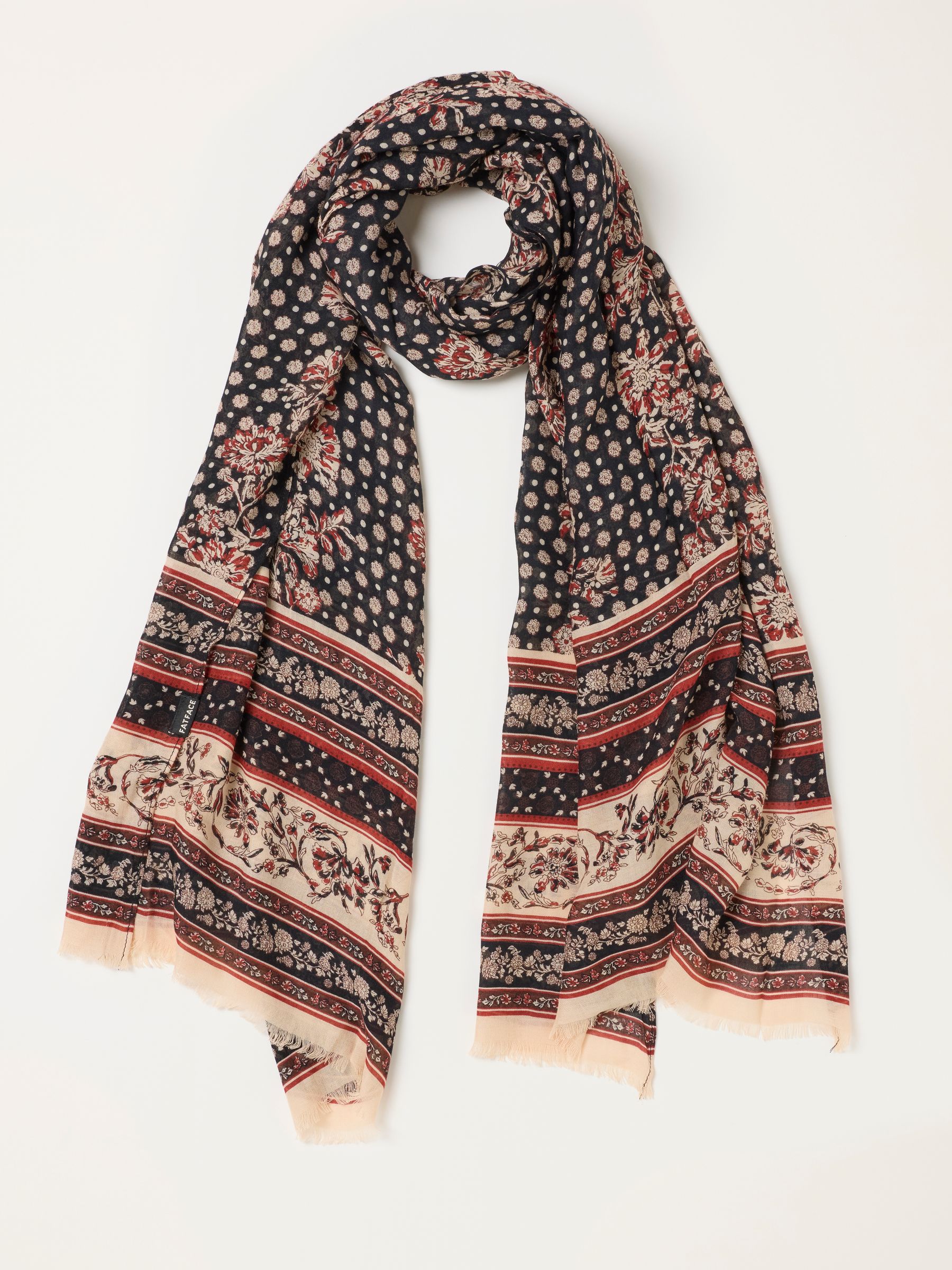 Black Linear Floral Lightweight Scarf - Image 1 of 3