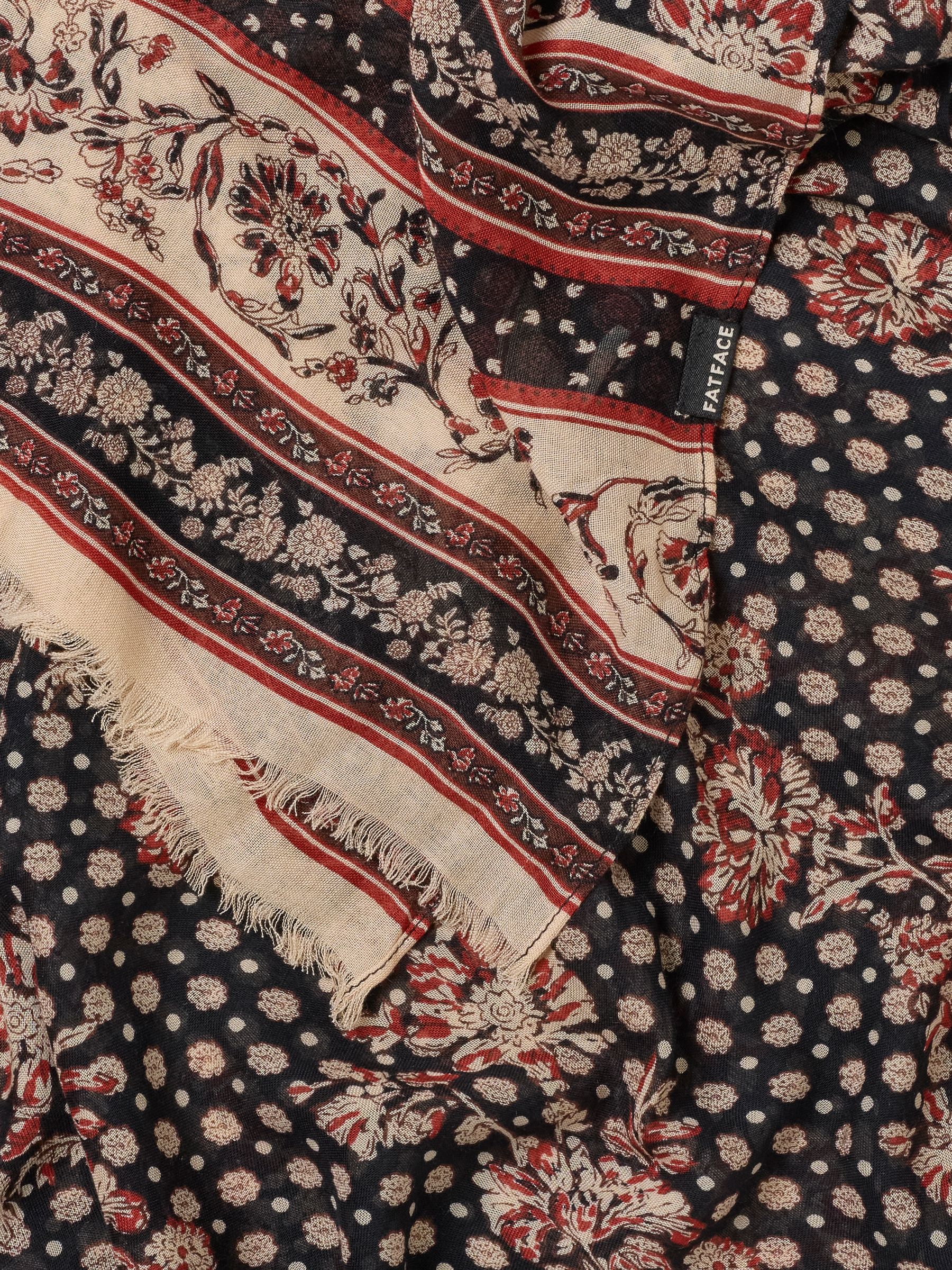 Black Linear Floral Lightweight Scarf - Image 2 of 3 Black Linear Floral Lightweight Scarf - Image 2 of 3