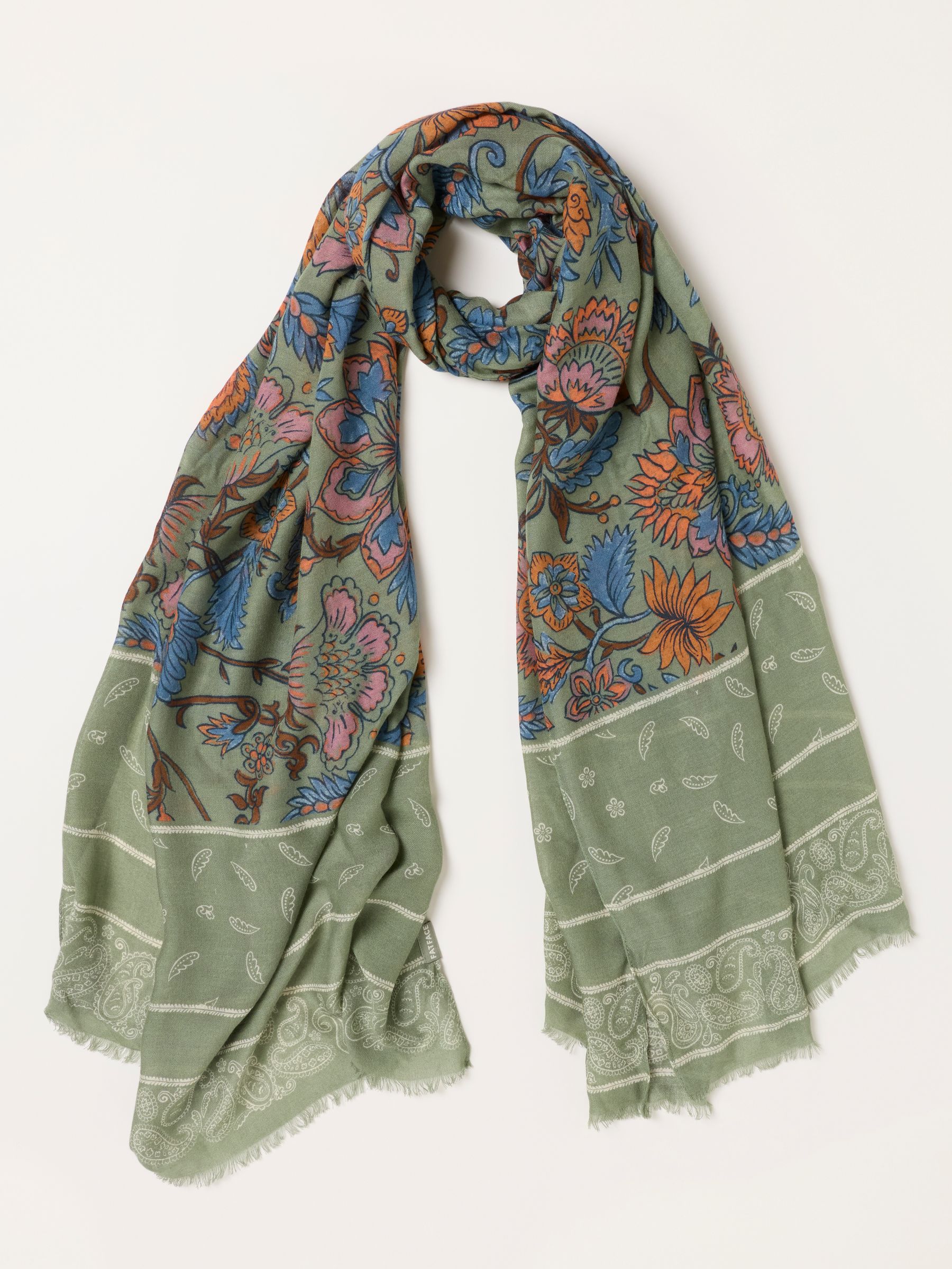 Green Paisley Floral Lightweight Scarf - Image 1 of 3 Green Paisley Floral Lightweight Scarf - Image 1 of 3