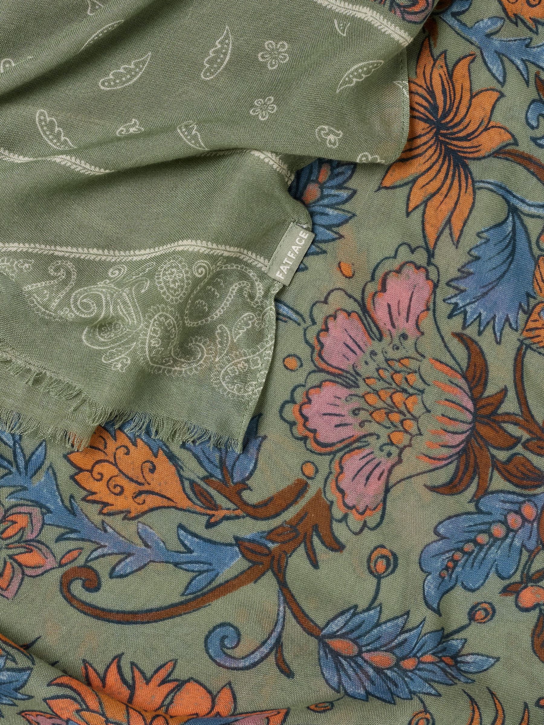 Green Paisley Floral Lightweight Scarf - Image 2 of 3