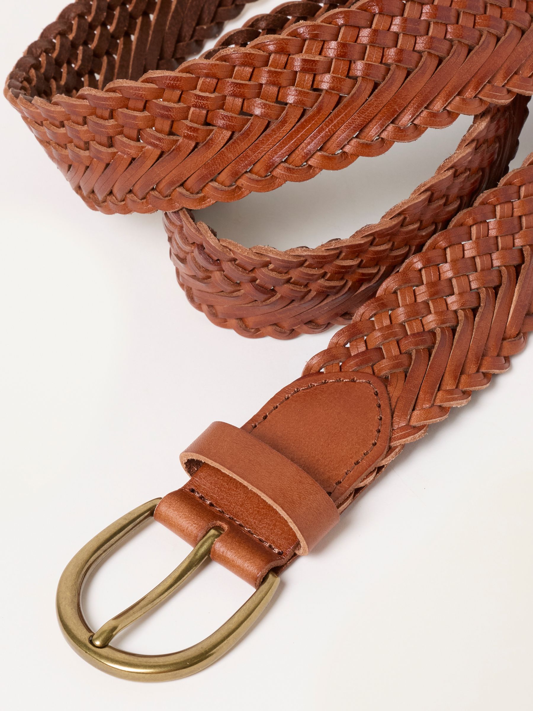 Tan Brown Woven Leather Belt - Image 2 of 3