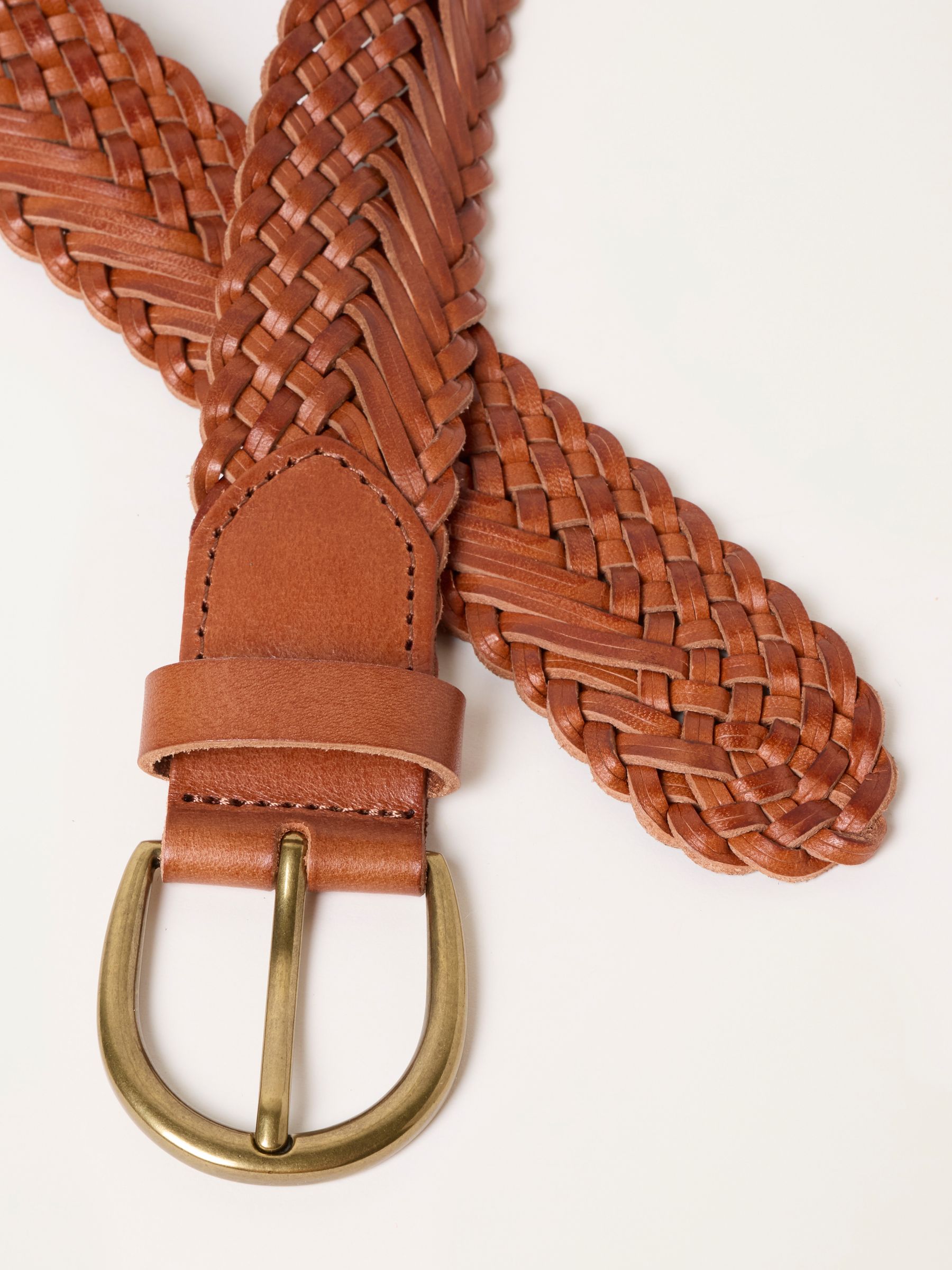 Tan Brown Woven Leather Belt - Image 3 of 3 Tan Brown Woven Leather Belt - Image 3 of 3