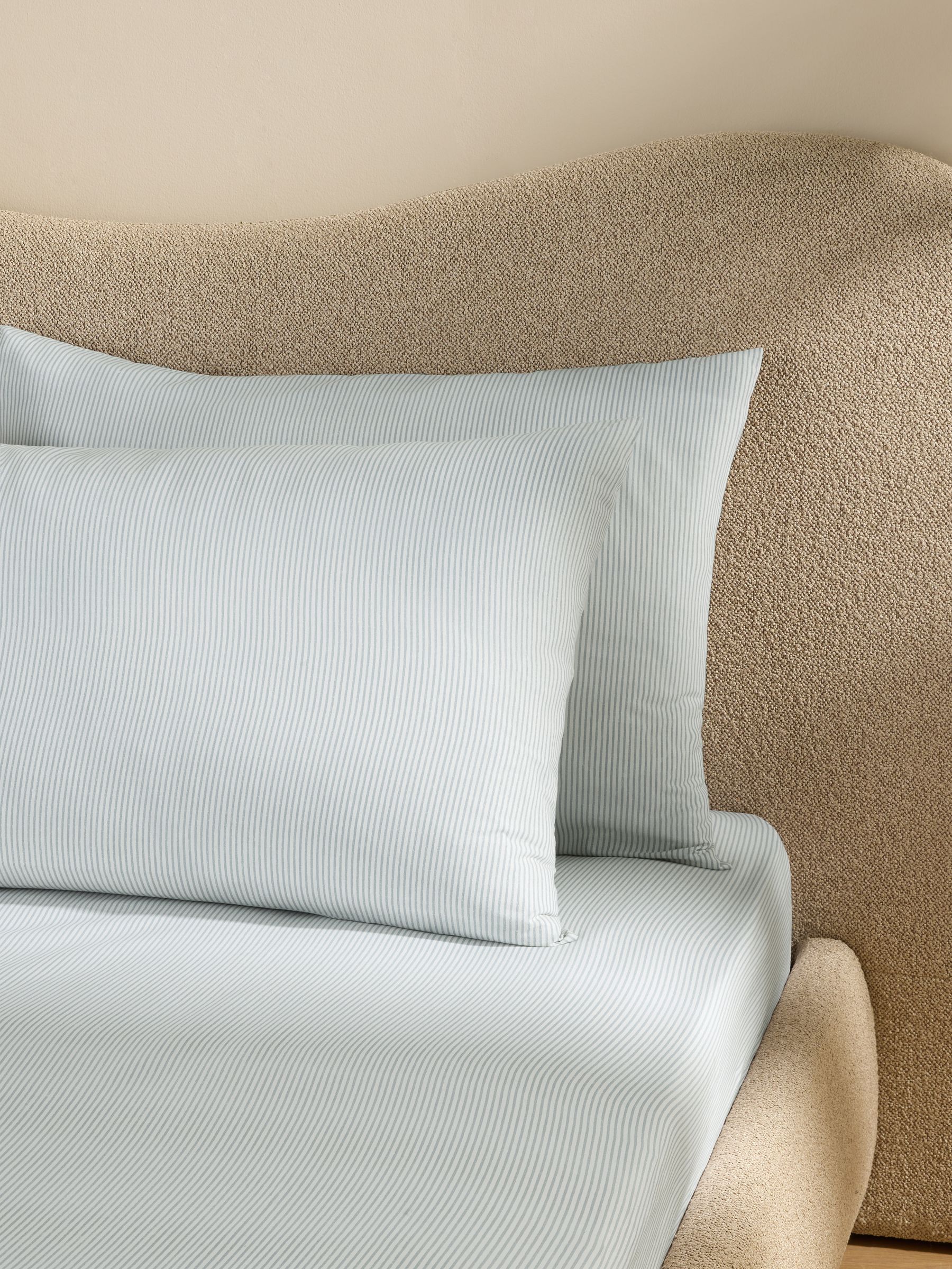 2 Pack Ansel Stripe 100% Cotton Pillowcases in Blue - Image 1 of 2