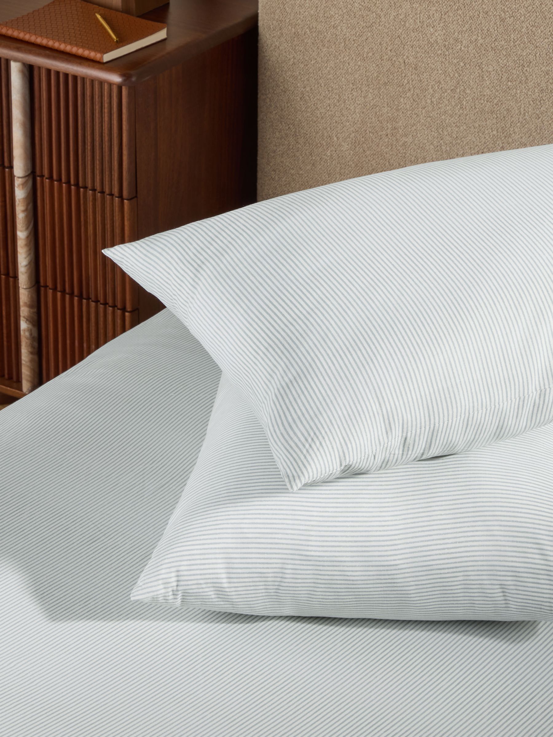 2 Pack Ansel Stripe 100% Cotton Pillowcases in Blue - Image 2 of 2