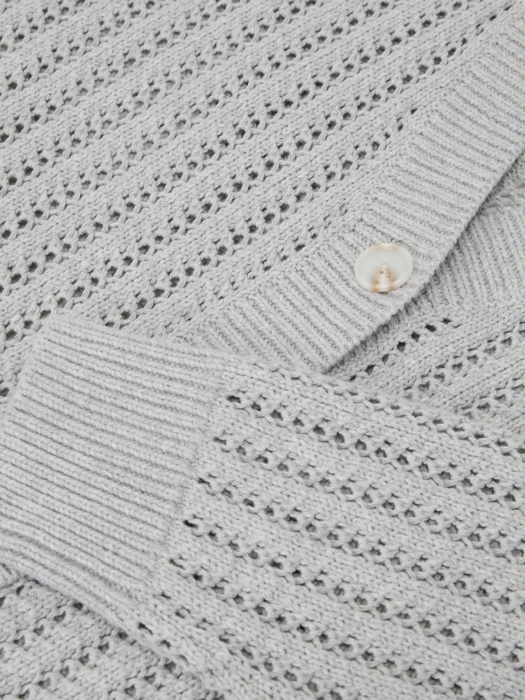Cotton-Blend Open-Knit Cardigan in Silver Grey - Image 7 of 7