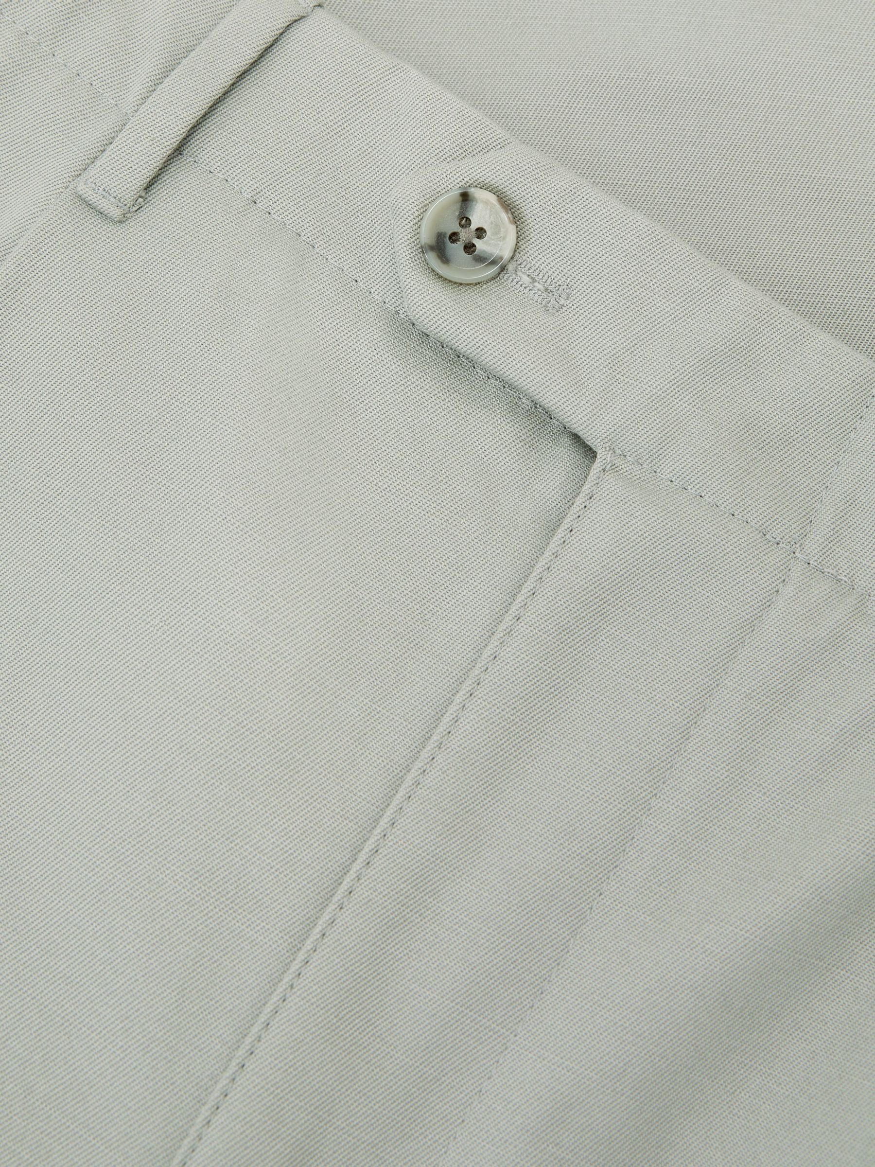 Cotton Slub Pleated Relaxed-Fit Trousers in Sage Green - Image 6 of 6