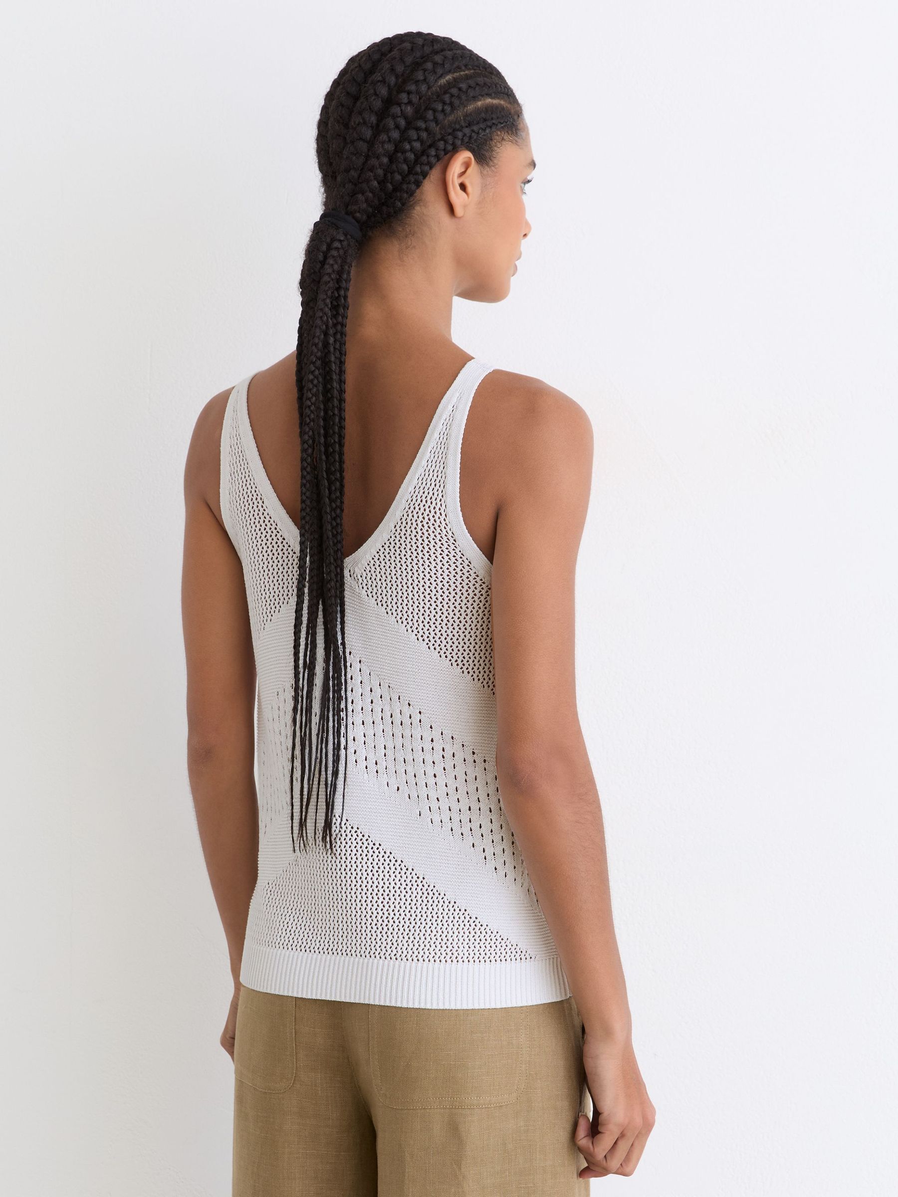 Open-Stitch Knitted Vest in Ivory - image 3