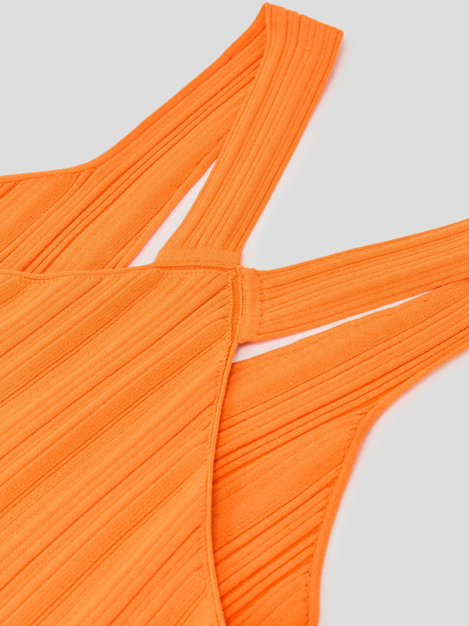 Pleated Knit V-Neck Vest in Orange - Image 5 of 5