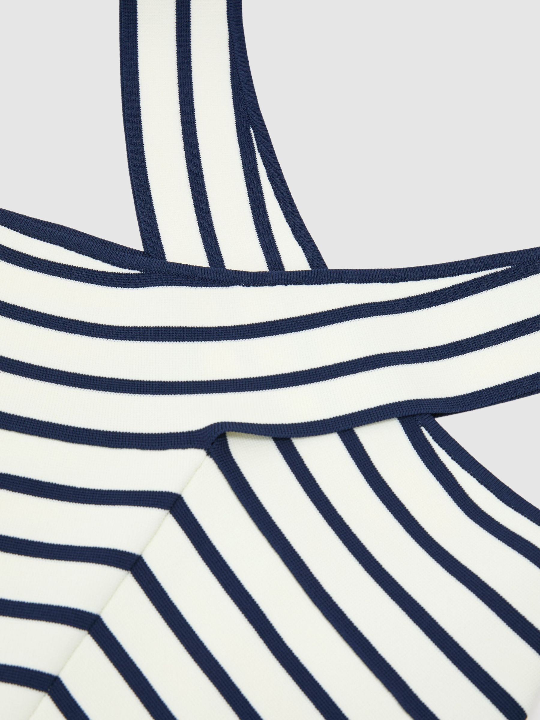Striped Cross-Strap Knitted Vest in White/Navy - image 3