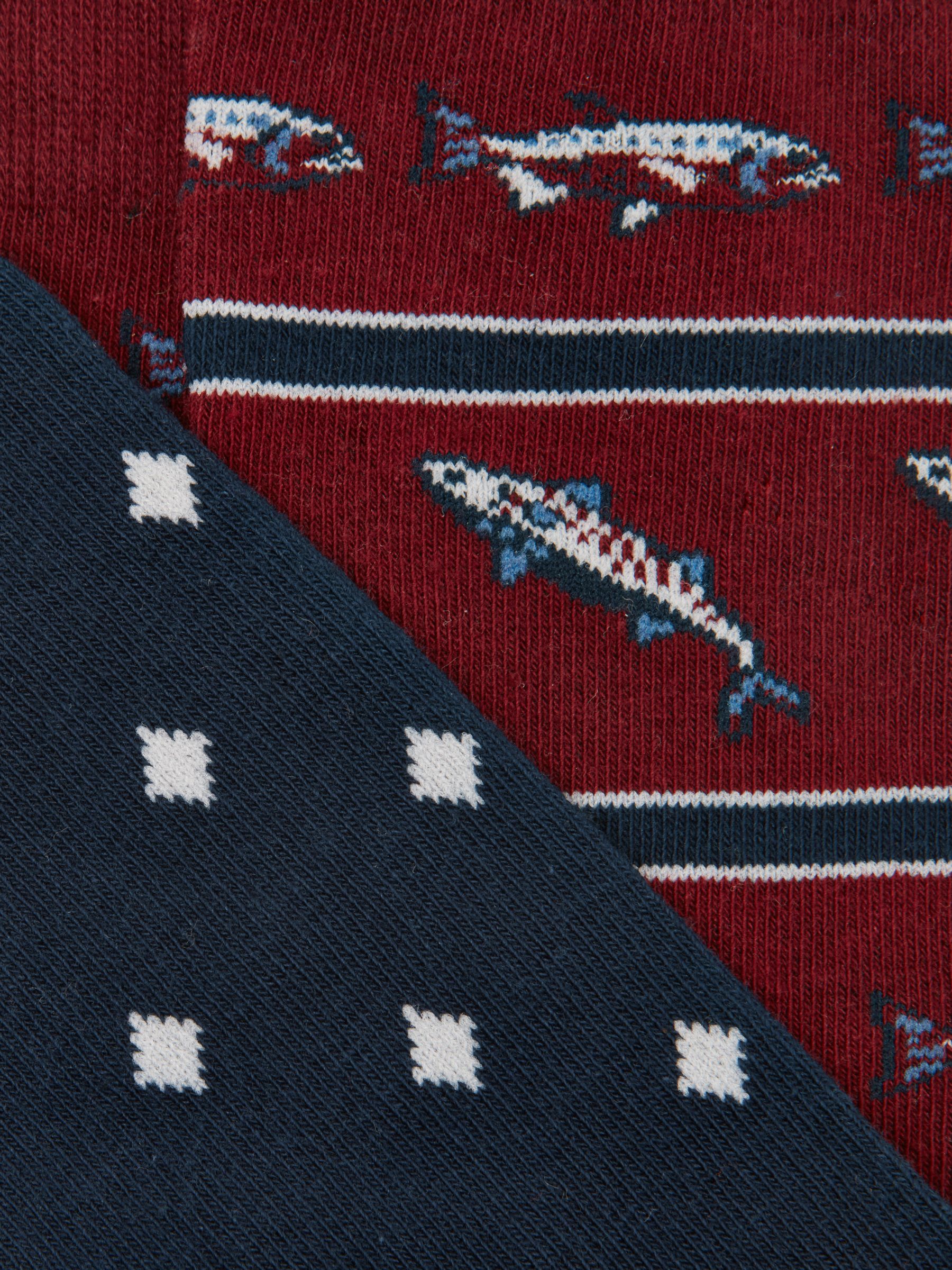Men's Kingsbury Burgundy Fish Socks 2 Pack (size 7-12) - Image 3 of 3