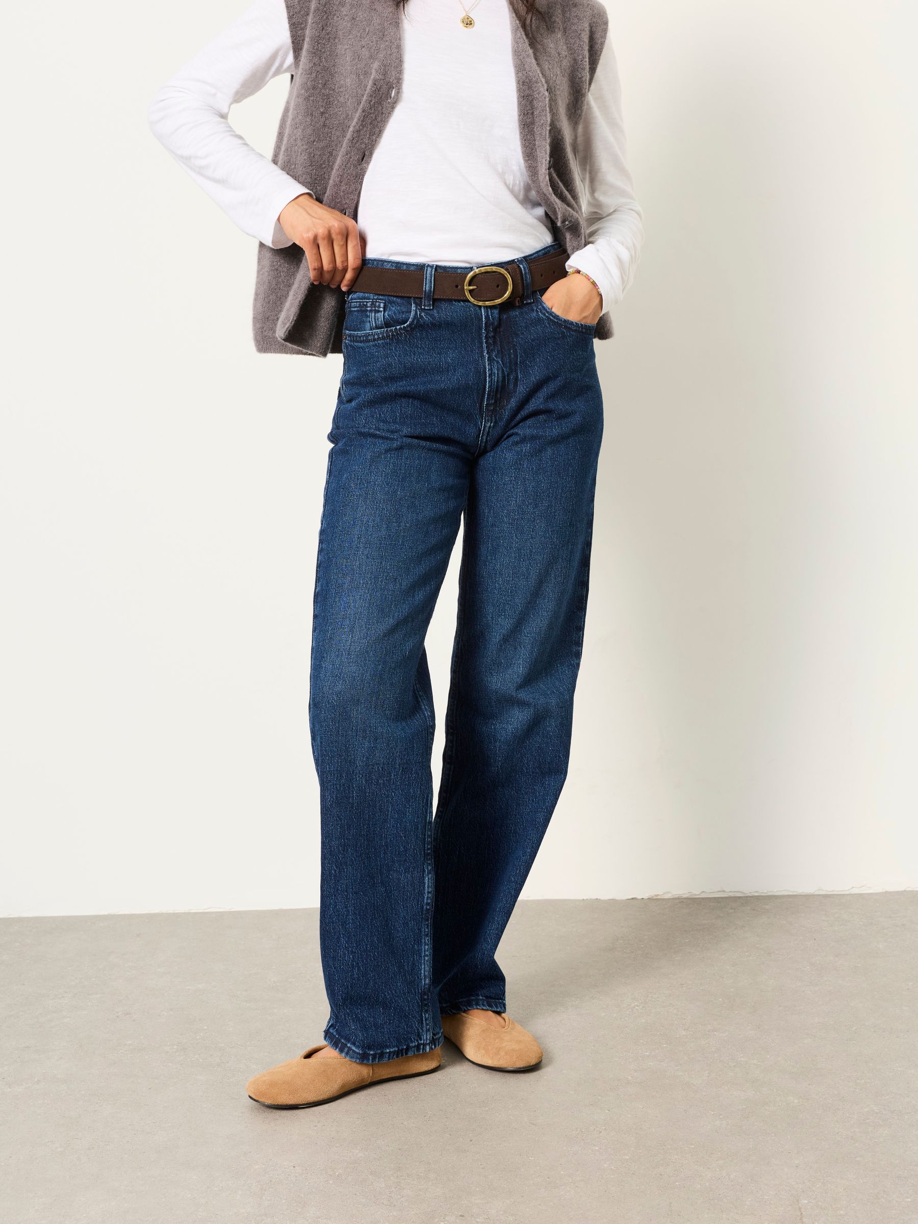Filby Dark Wash Petite Relaxed Straight Jeans - Image 1 of 6 Filby Dark Wash Petite Relaxed Straight Jeans - Image 1 of 6