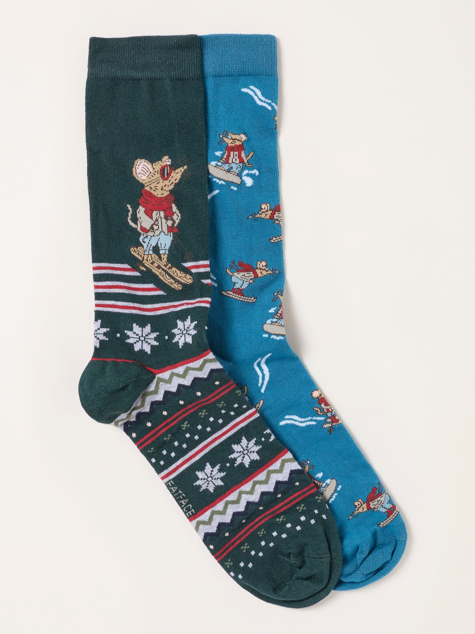Multi 2 Pack Shelter Christmas Mouse Socks in a Box - Image 2 of 3