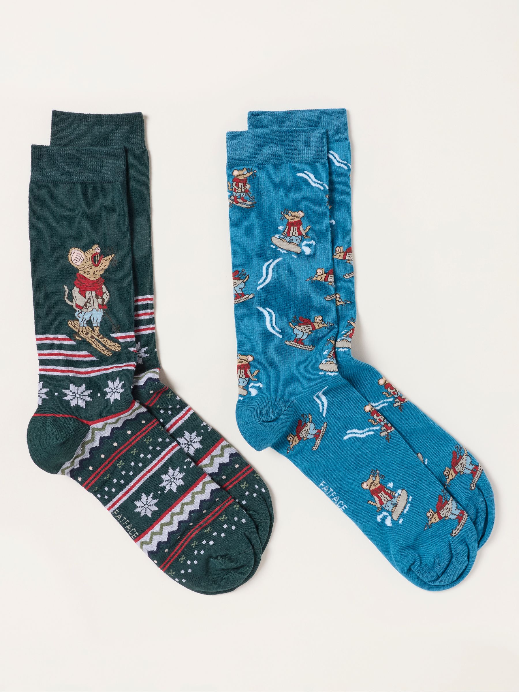 Multi 2 Pack Shelter Christmas Mouse Socks in a Box - Image 3 of 3