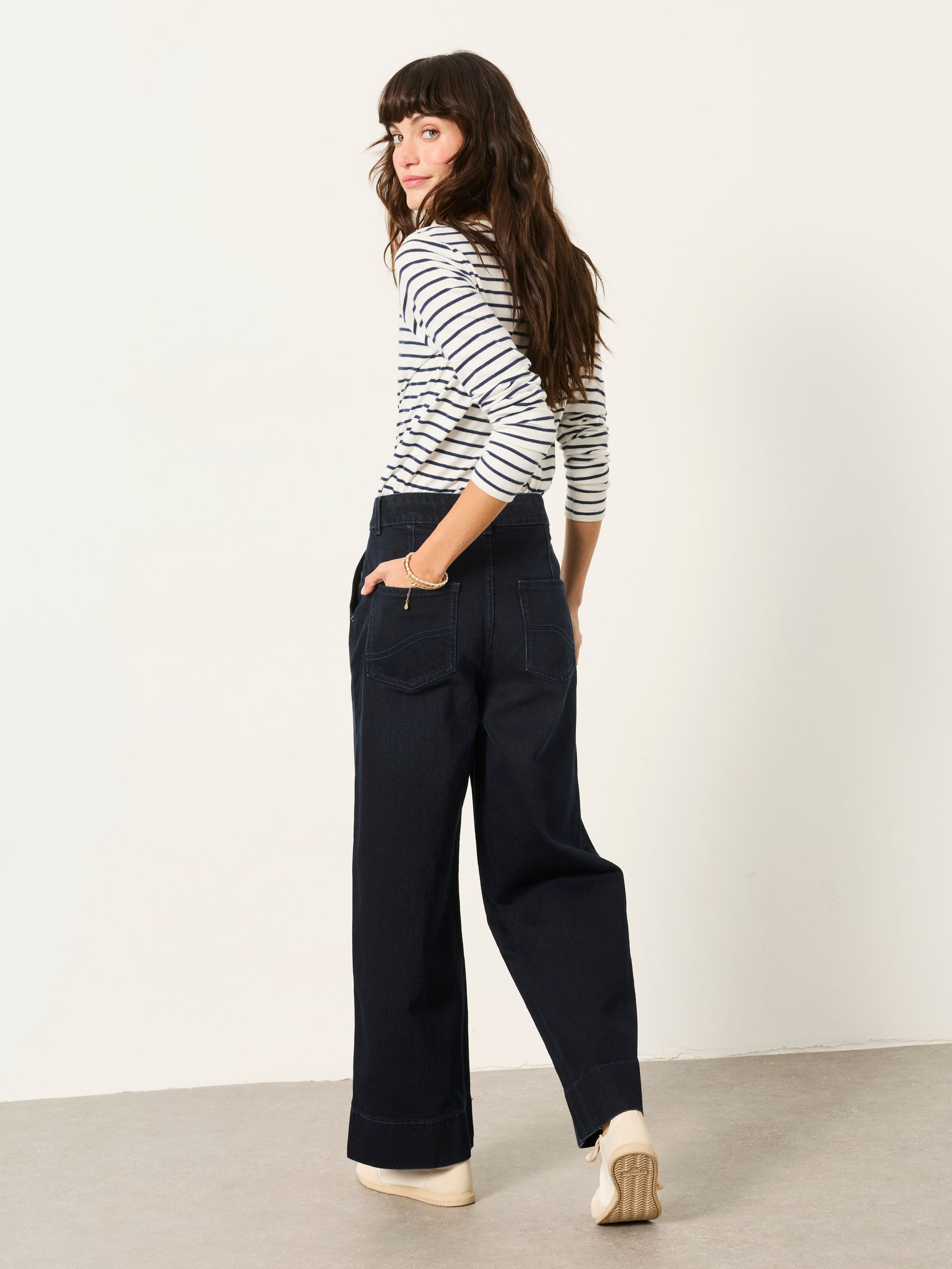Hove Blue Black Denim Petite Wide Leg Crop Jeans - Image 2 of 6