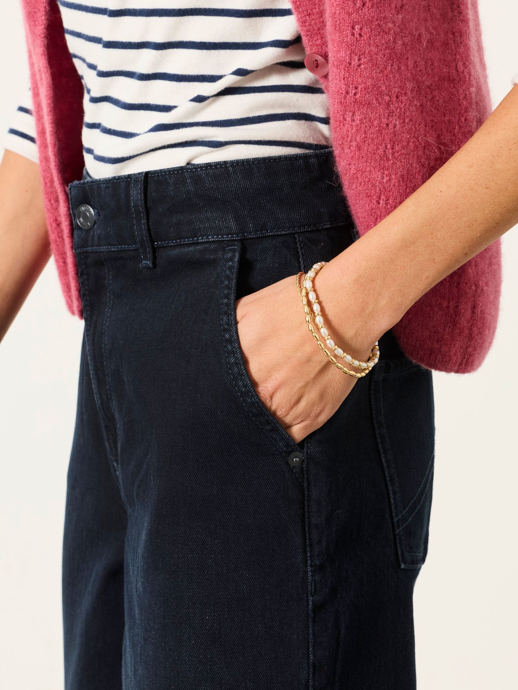 Hove Blue Black Denim Petite Wide Leg Crop Jeans - Image 3 of 6