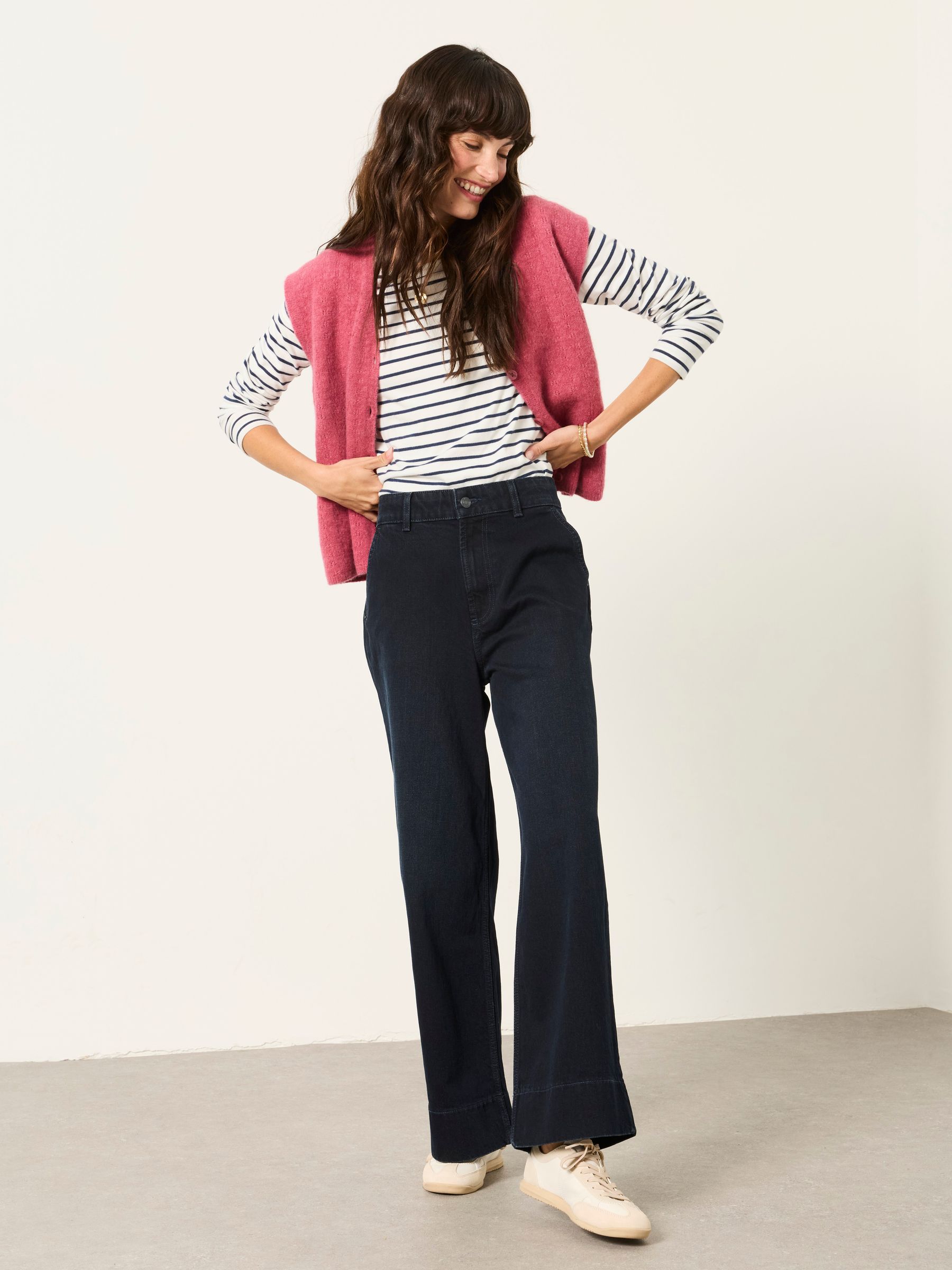 Hove Blue Black Denim Petite Wide Leg Crop Jeans - Image 4 of 6