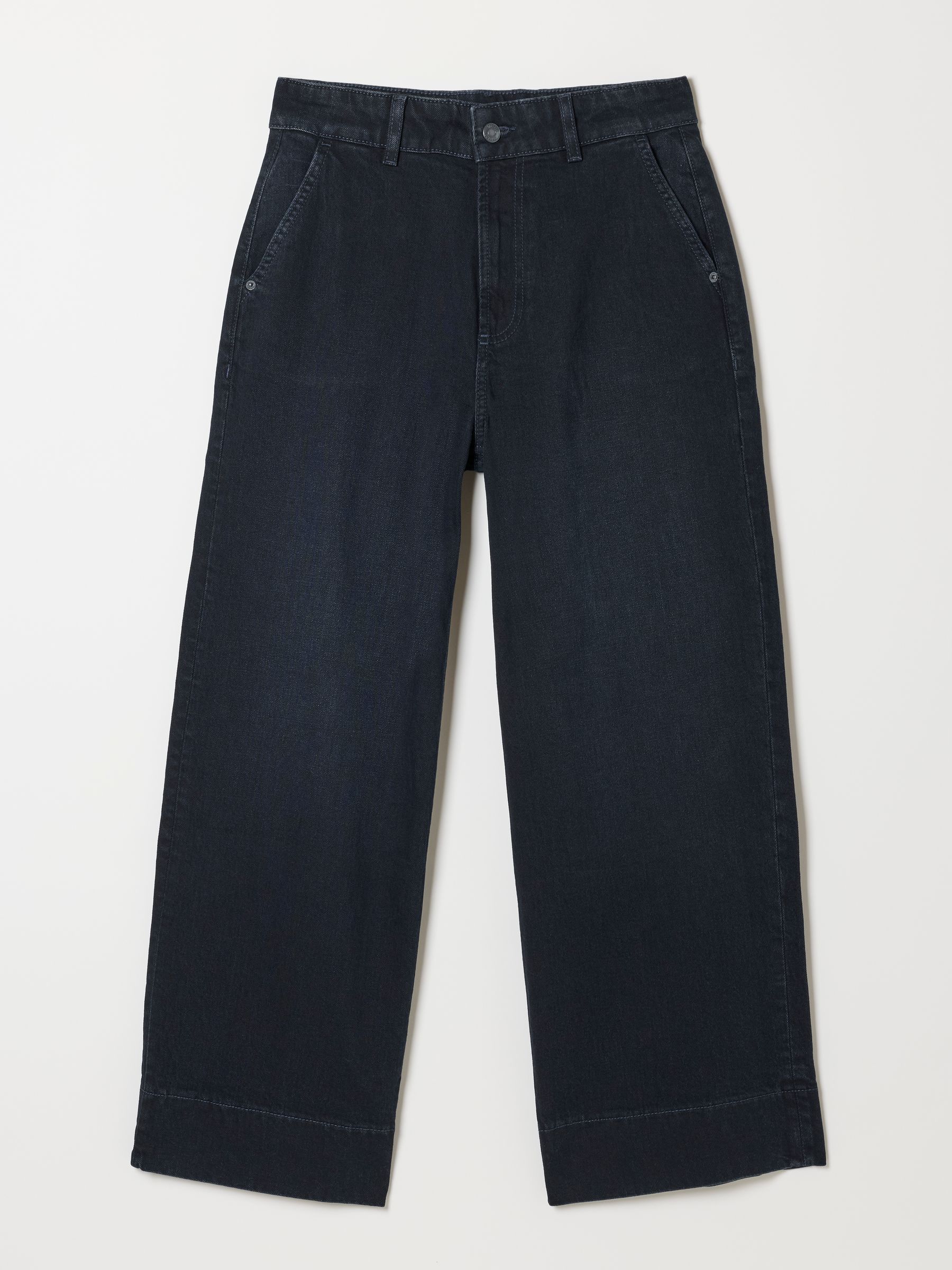 Hove Blue Black Denim Petite Wide Leg Crop Jeans - Image 6 of 6