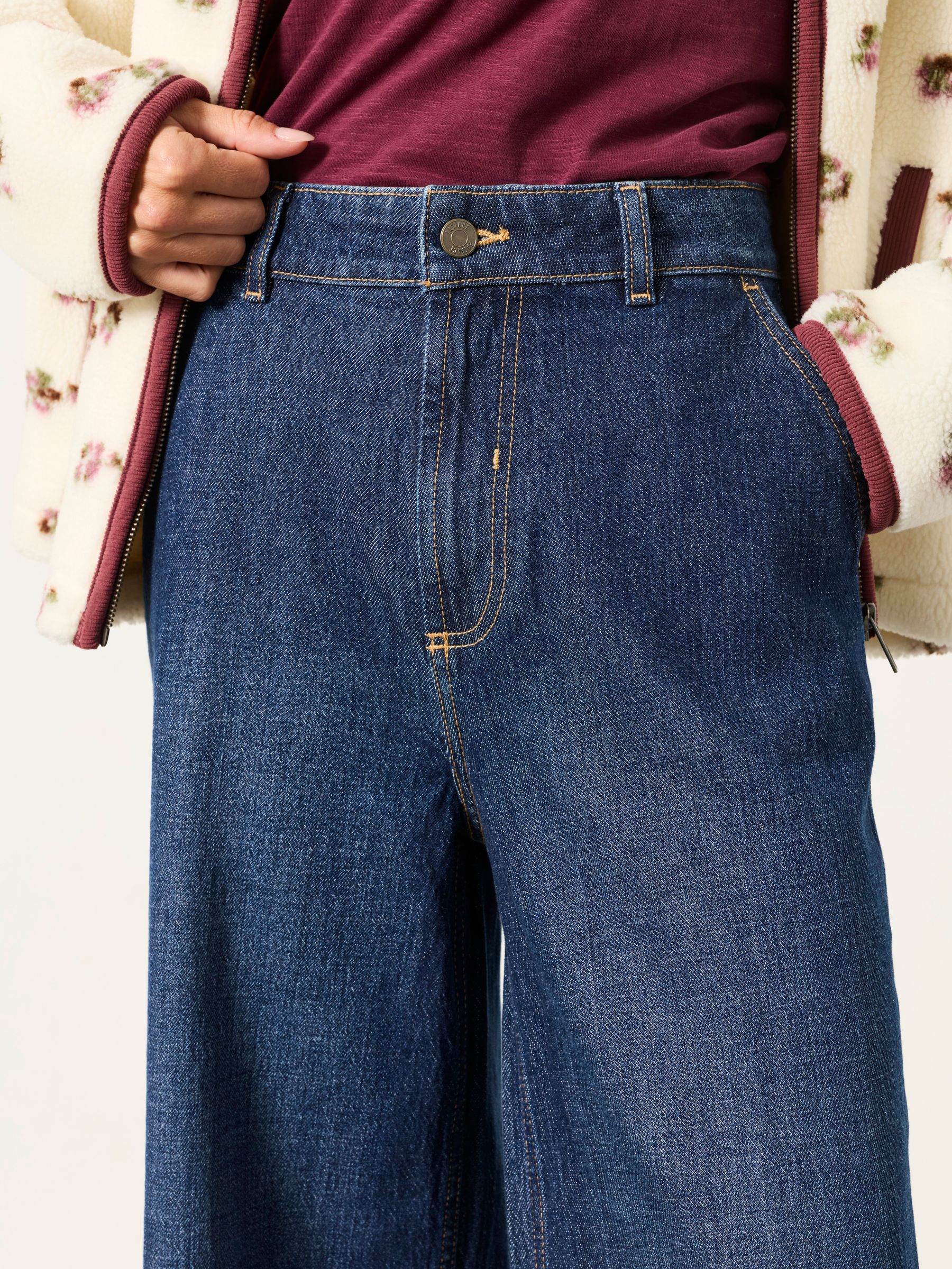 Hove Dark Denim Blue Petite Wide Leg Jeans - Image 3 of 6
