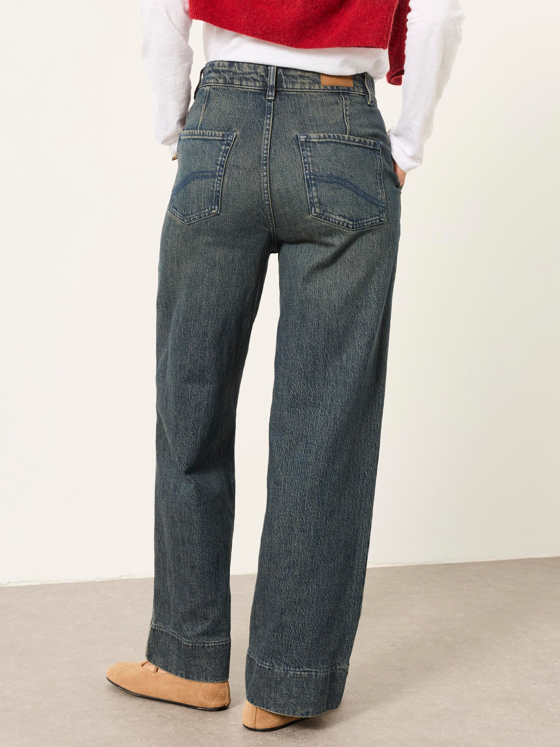 Hove Teal Blue Wide Leg Crop Jeans - Image 2 of 7 Hove Teal Blue Wide Leg Crop Jeans - Image 2 of 7