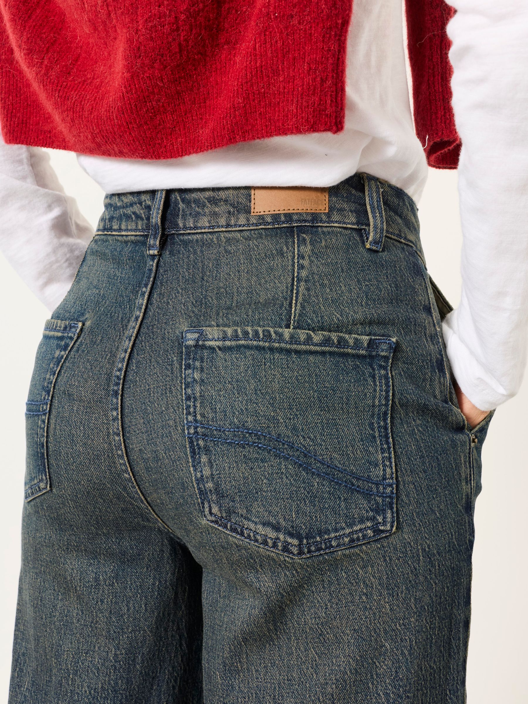 Hove Teal Blue Wide Leg Crop Jeans - Image 5 of 7