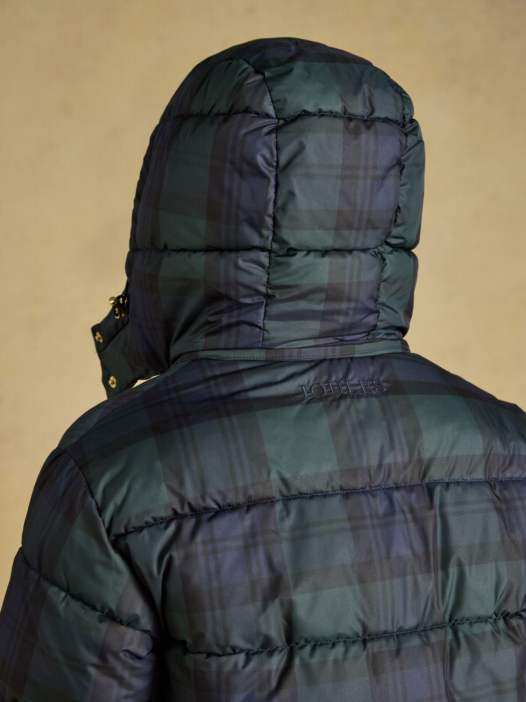 Blue and Green Blackwatch Padded Coat with Detachable Hood - Image 10 of 12