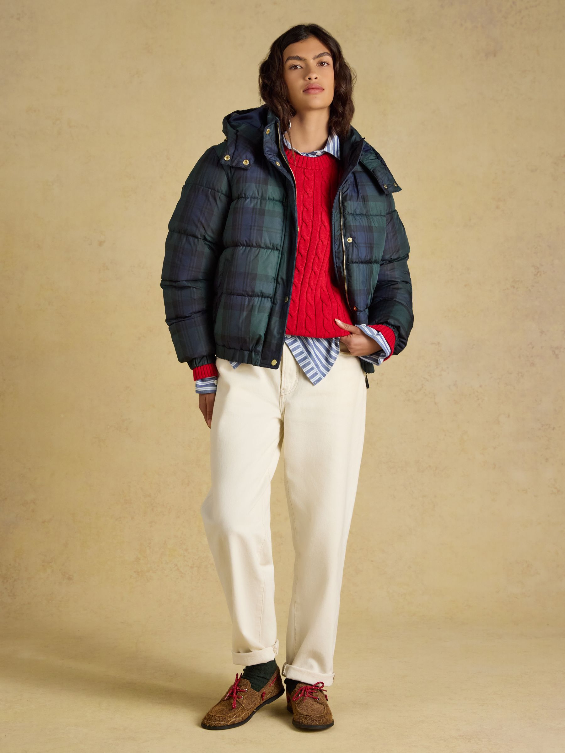 Blue and Green Blackwatch Padded Coat with Detachable Hood - Image 11 of 12