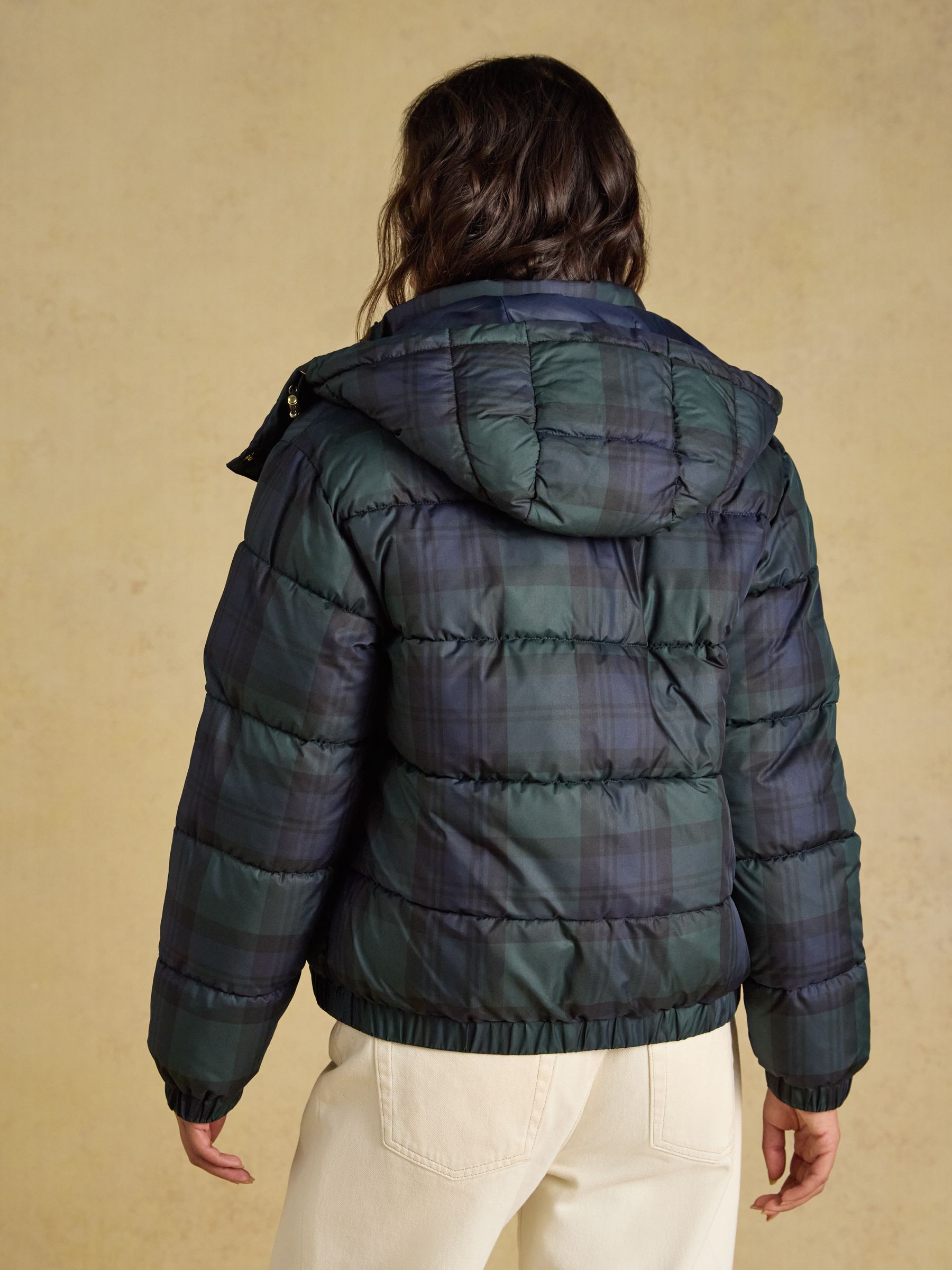 Blue and Green Blackwatch Padded Coat with Detachable Hood - Image 4 of 12
