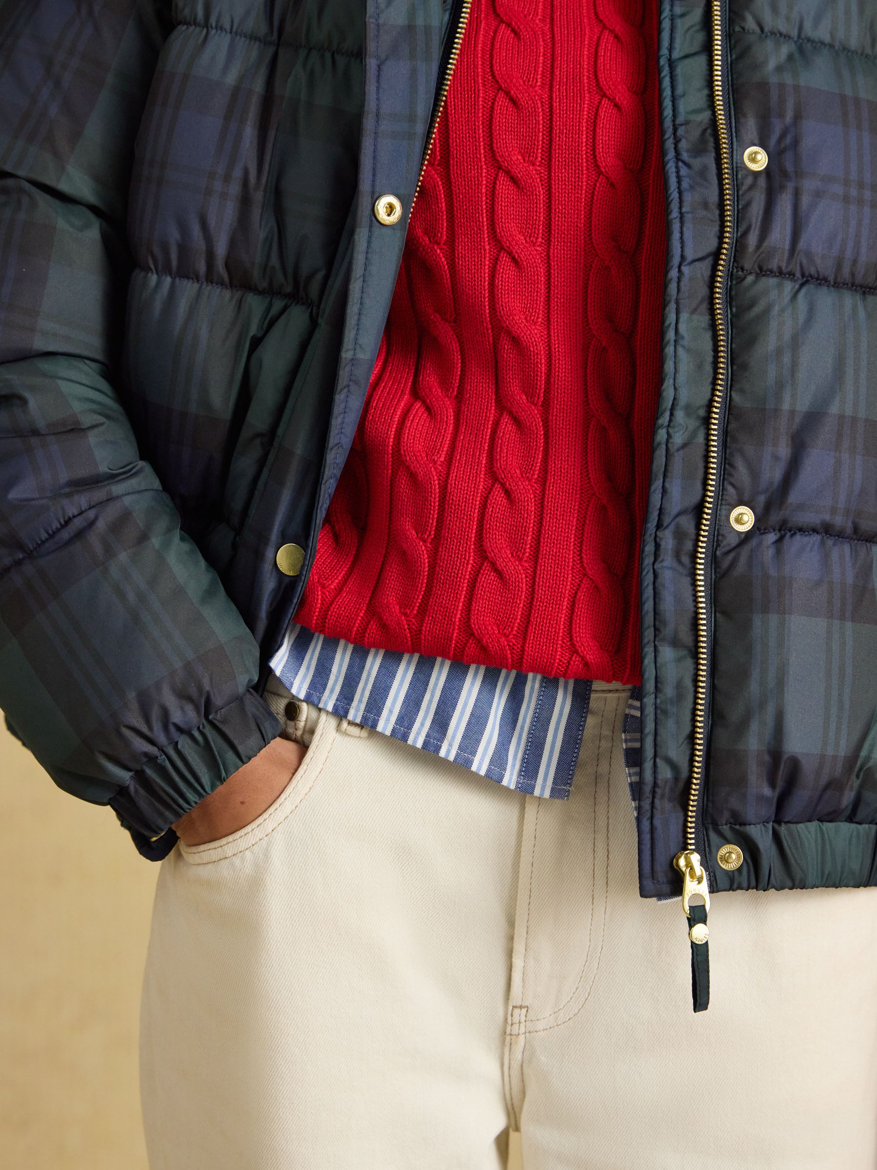 Blue and Green Blackwatch Padded Coat with Detachable Hood - Image 8 of 12