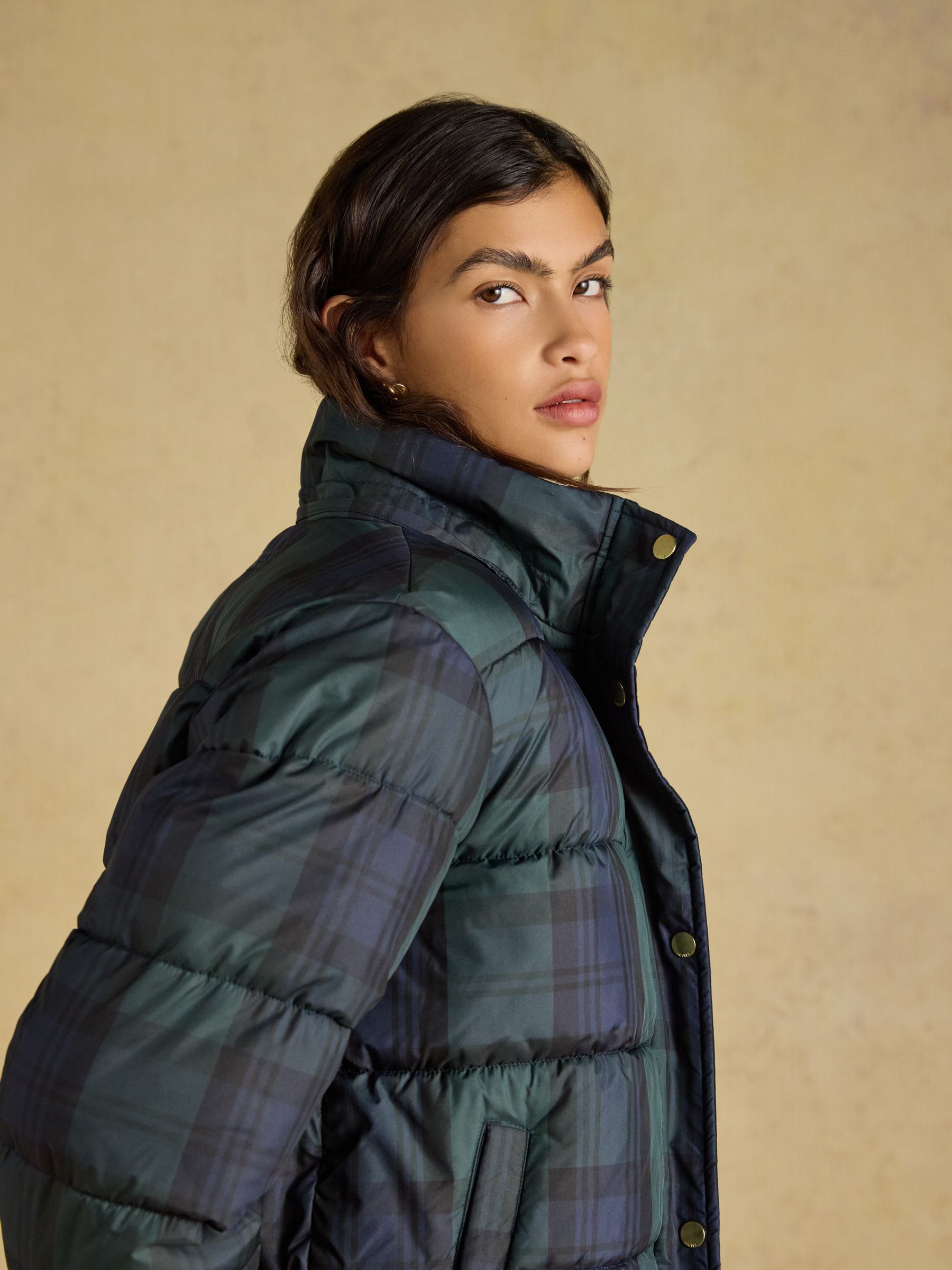 Blue and Green Blackwatch Padded Coat with Detachable Hood - Image 9 of 12