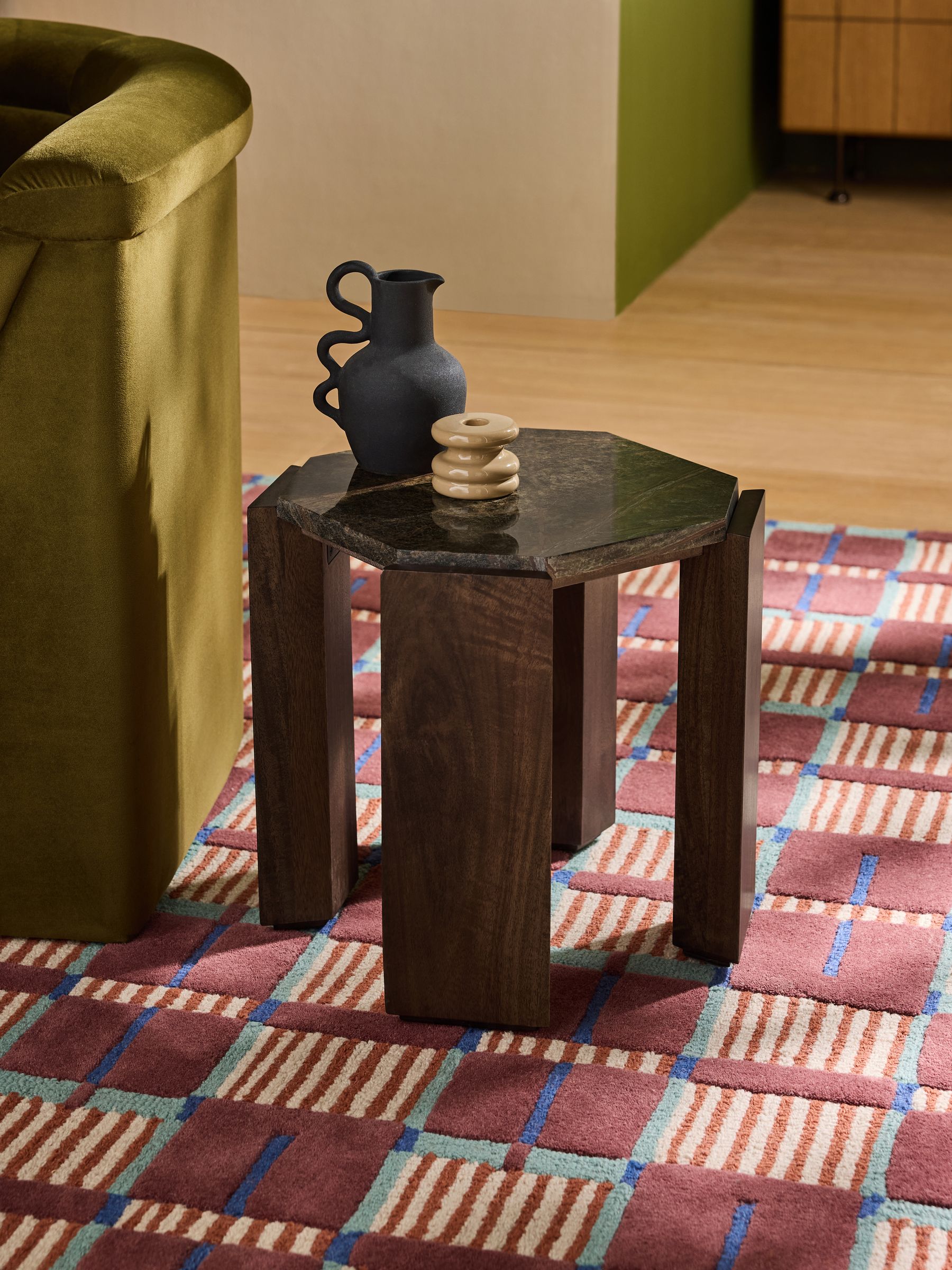 Wynn Side Table in Green Marble - Image 1 of 6 Wynn Side Table in Green Marble - Image 1 of 6