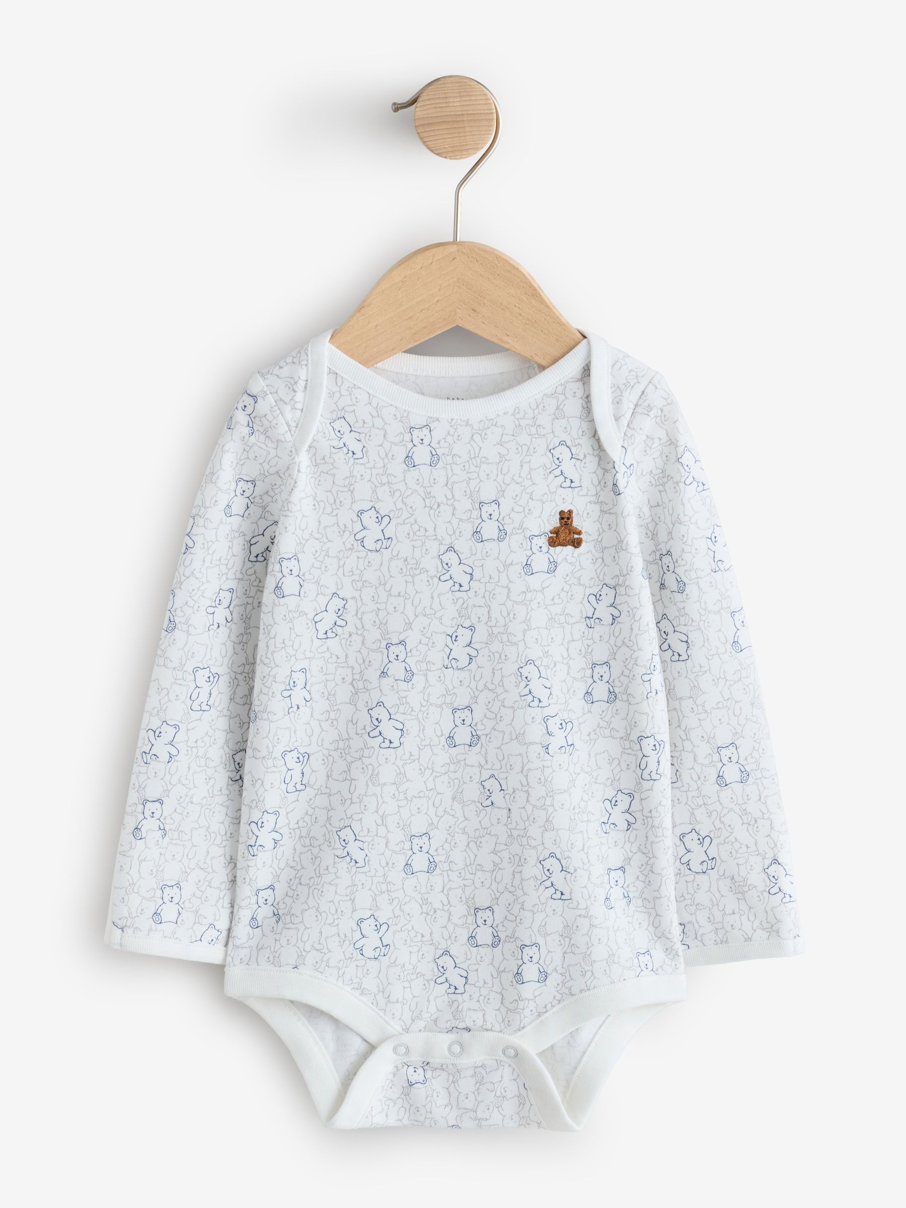 White and Grey 5 Pack Brannan Bear Long Sleeve Baby Bodysuit - Image 2 of 11 White and Grey 5 Pack Brannan Bear Long Sleeve Baby Bodysuit - Image 2 of 11