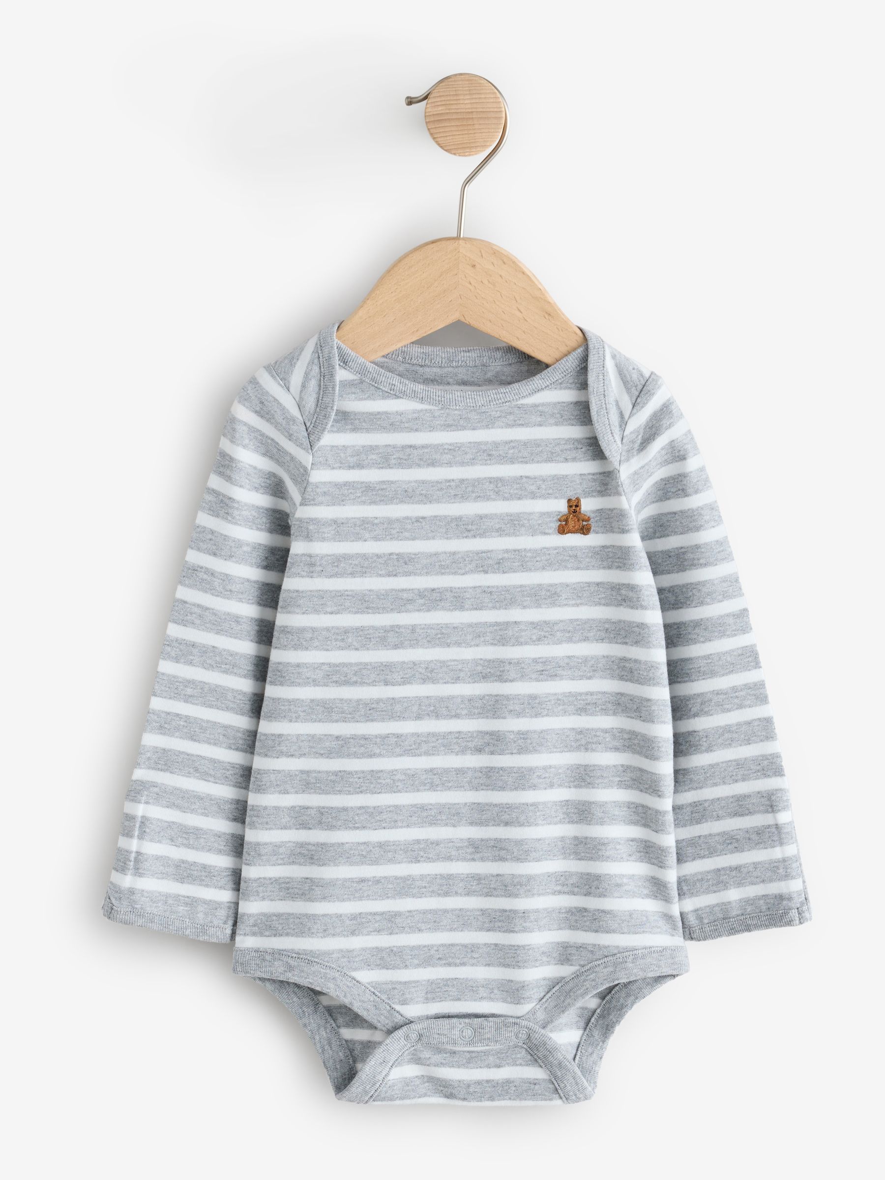 White and Grey 5 Pack Brannan Bear Long Sleeve Baby Bodysuit - Image 7 of 11