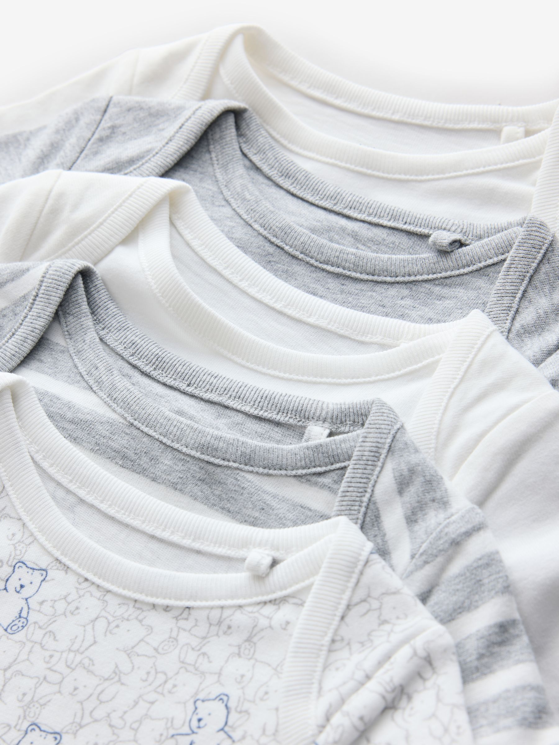 White and Grey 5 Pack Brannan Bear Long Sleeve Baby Bodysuit - Image 8 of 11