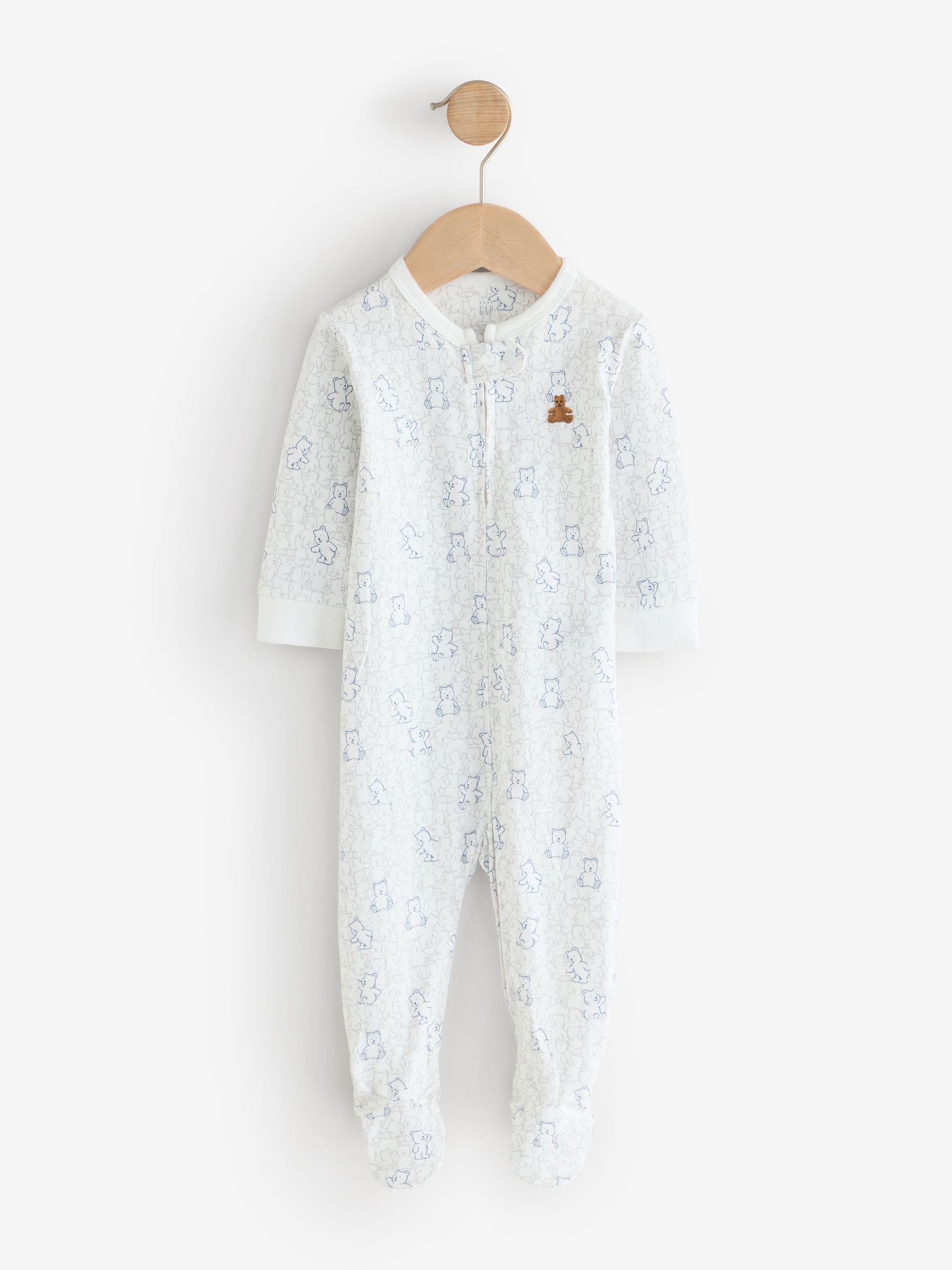 Grey and White 3 Pack Baby Sleepsuit - Image 2 of 8